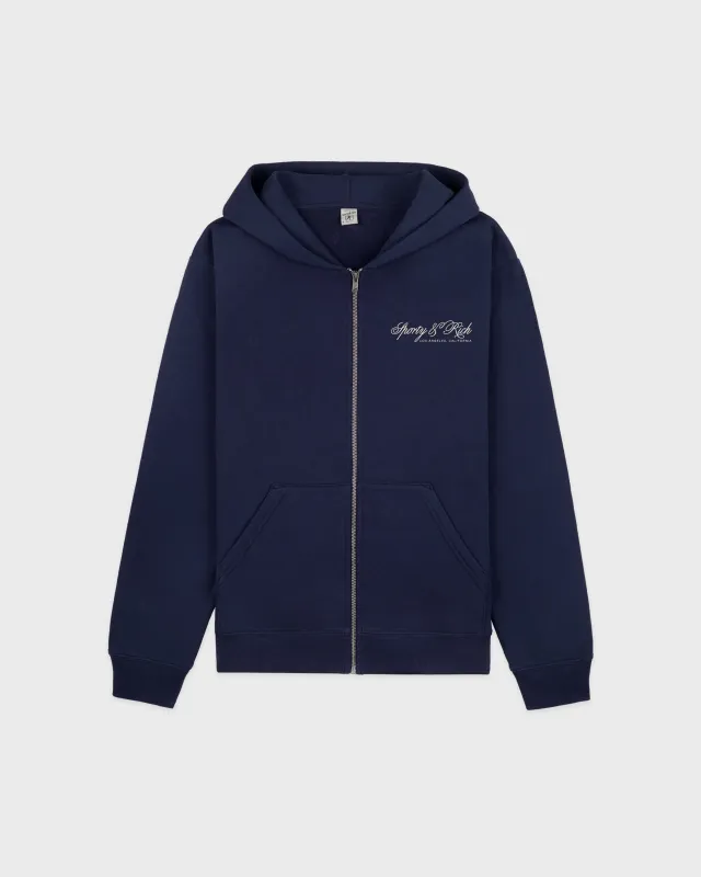 International Zip Hoodie - Navy sold by Sporty and Rich