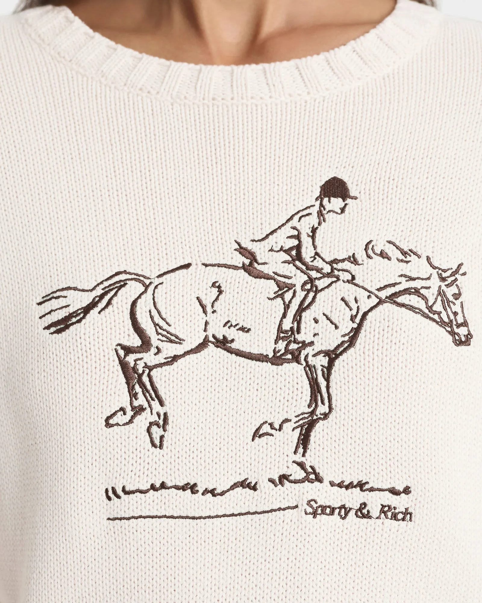Horse Knitted Sweater - Ecru/Chocolate sold by Sporty and Rich product image thumbnail 3