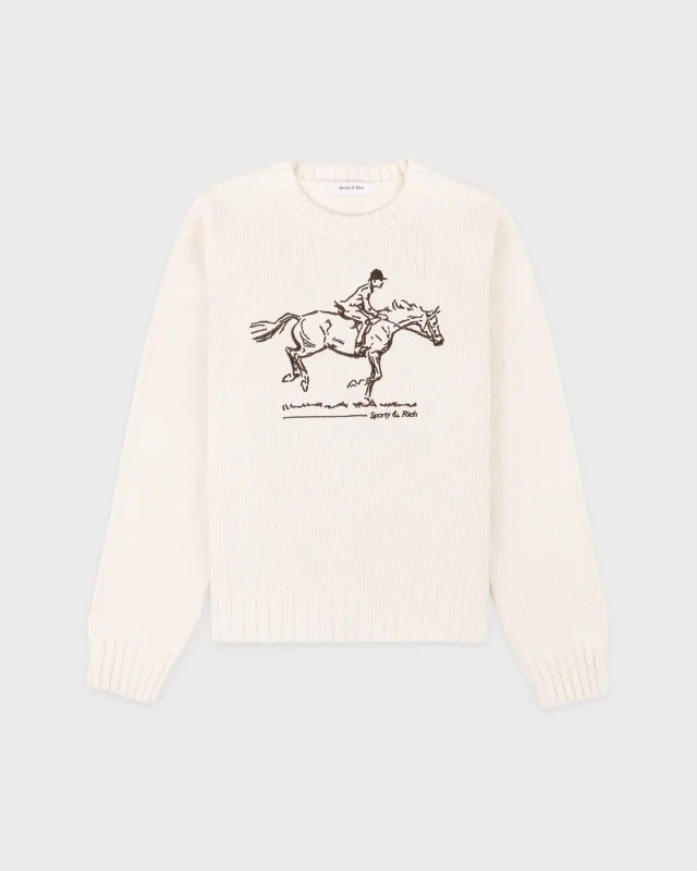 Horse Knitted Sweater - Ecru/Chocolate sold by Sporty and Rich