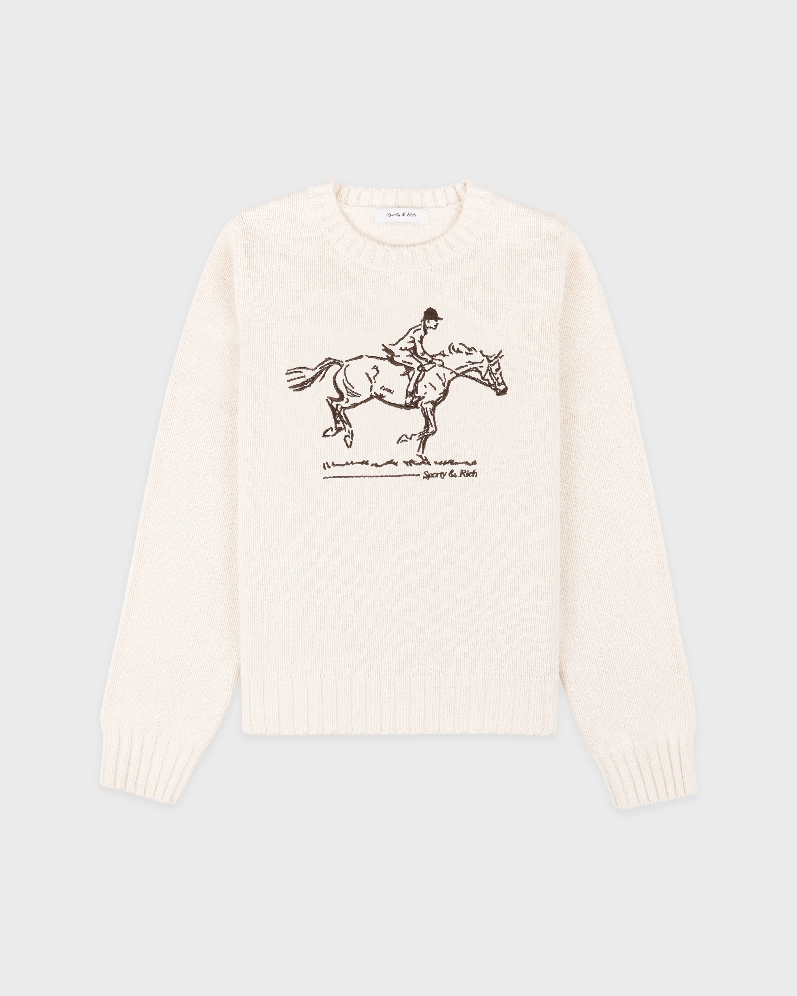 Horse Knitted Sweater - Ecru/Chocolate sold by Sporty and Rich