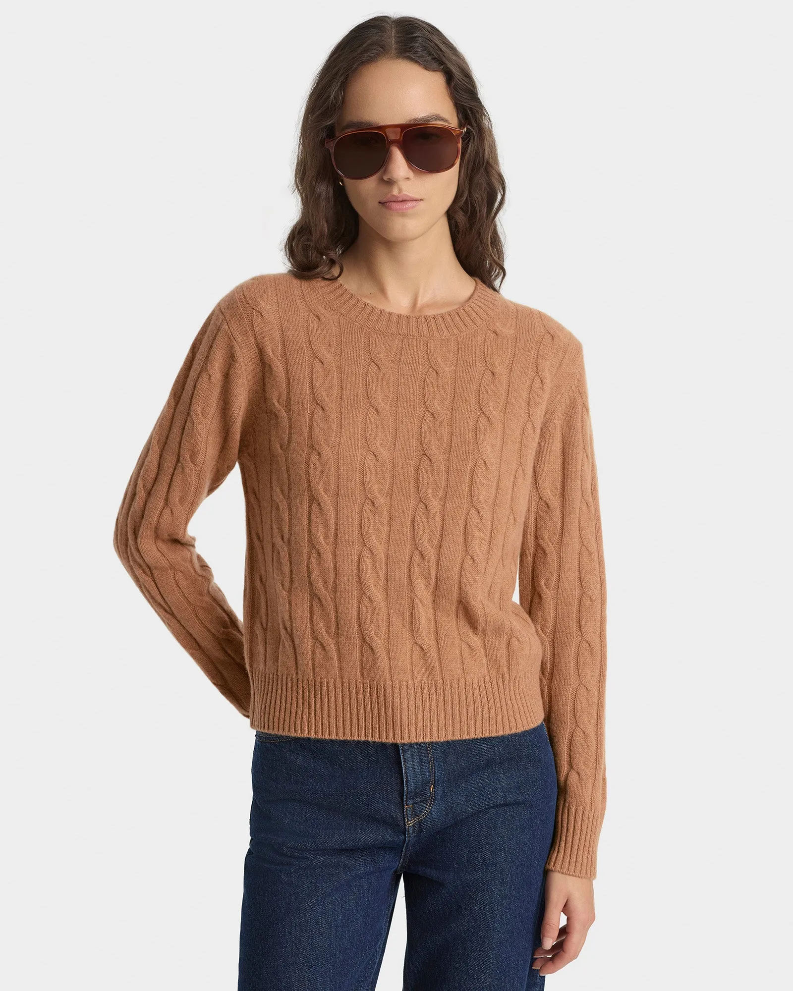 SRC Cableknit Cashmere Sweater - Camel sold by Sporty and Rich product image thumbnail 2