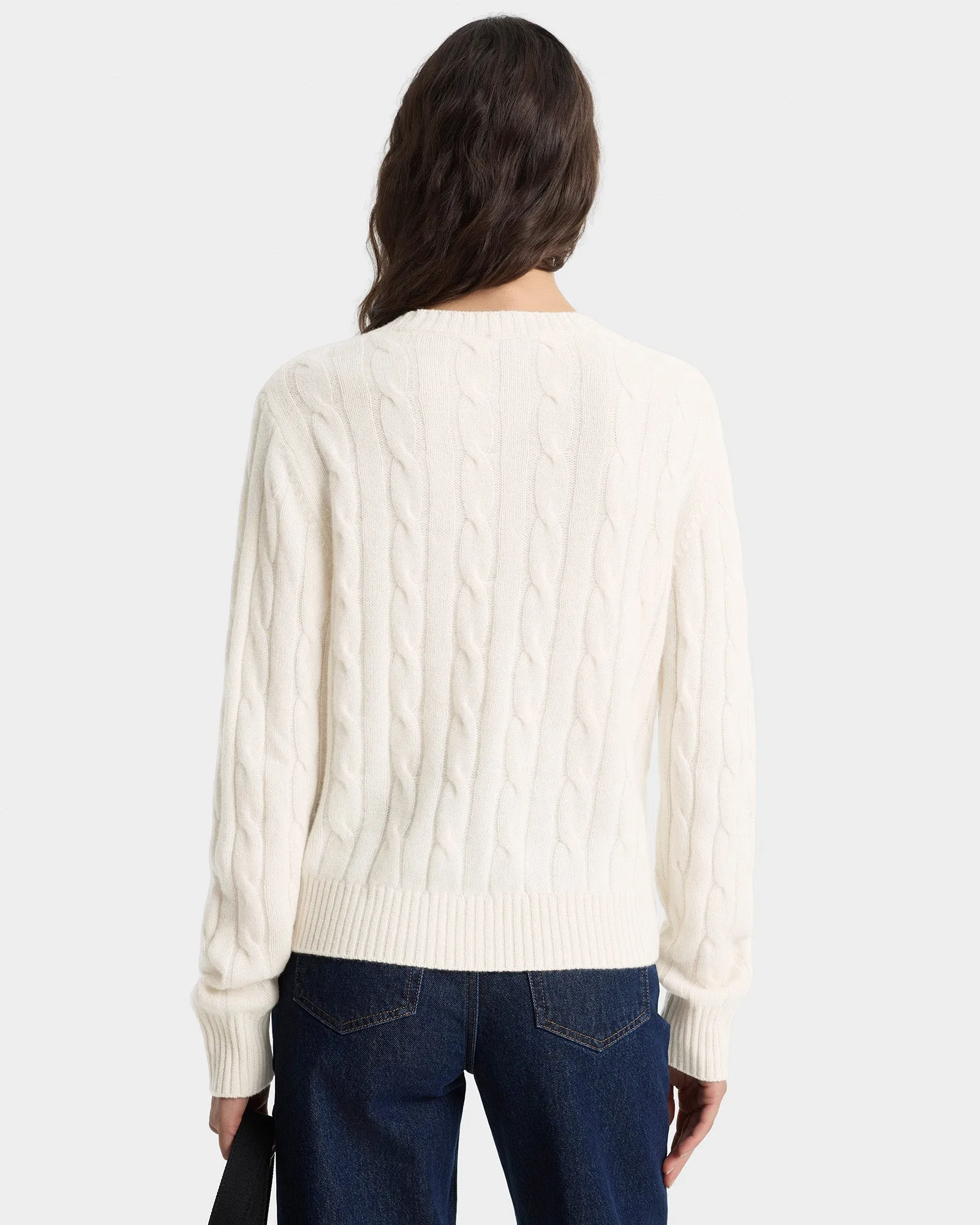 SRC Cableknit Cashmere Sweater - Ecru sold by Sporty and Rich product image thumbnail 2
