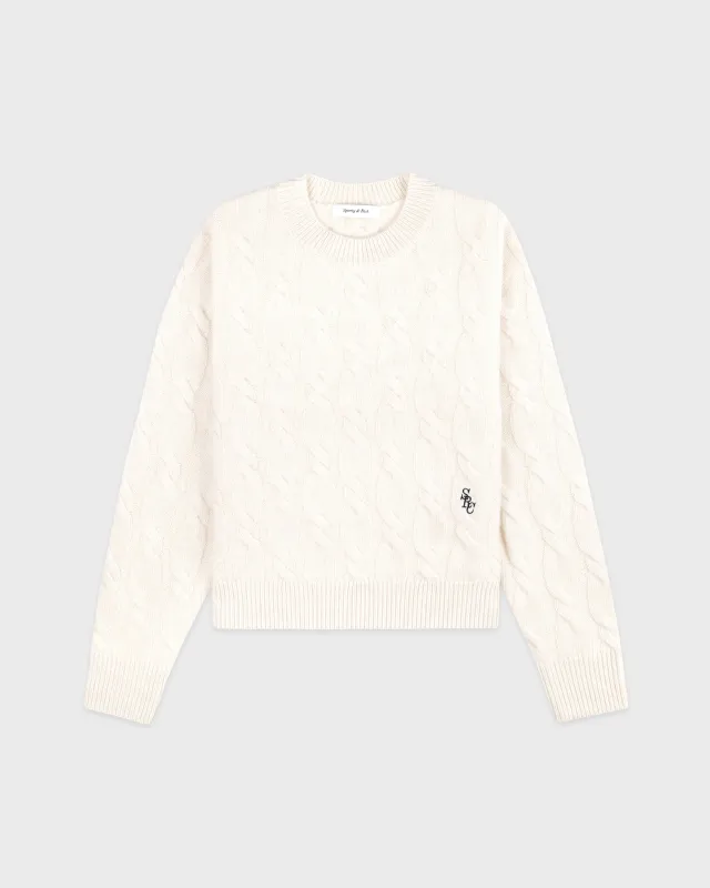SRC Cableknit Cashmere Sweater - Ecru sold by Sporty and Rich