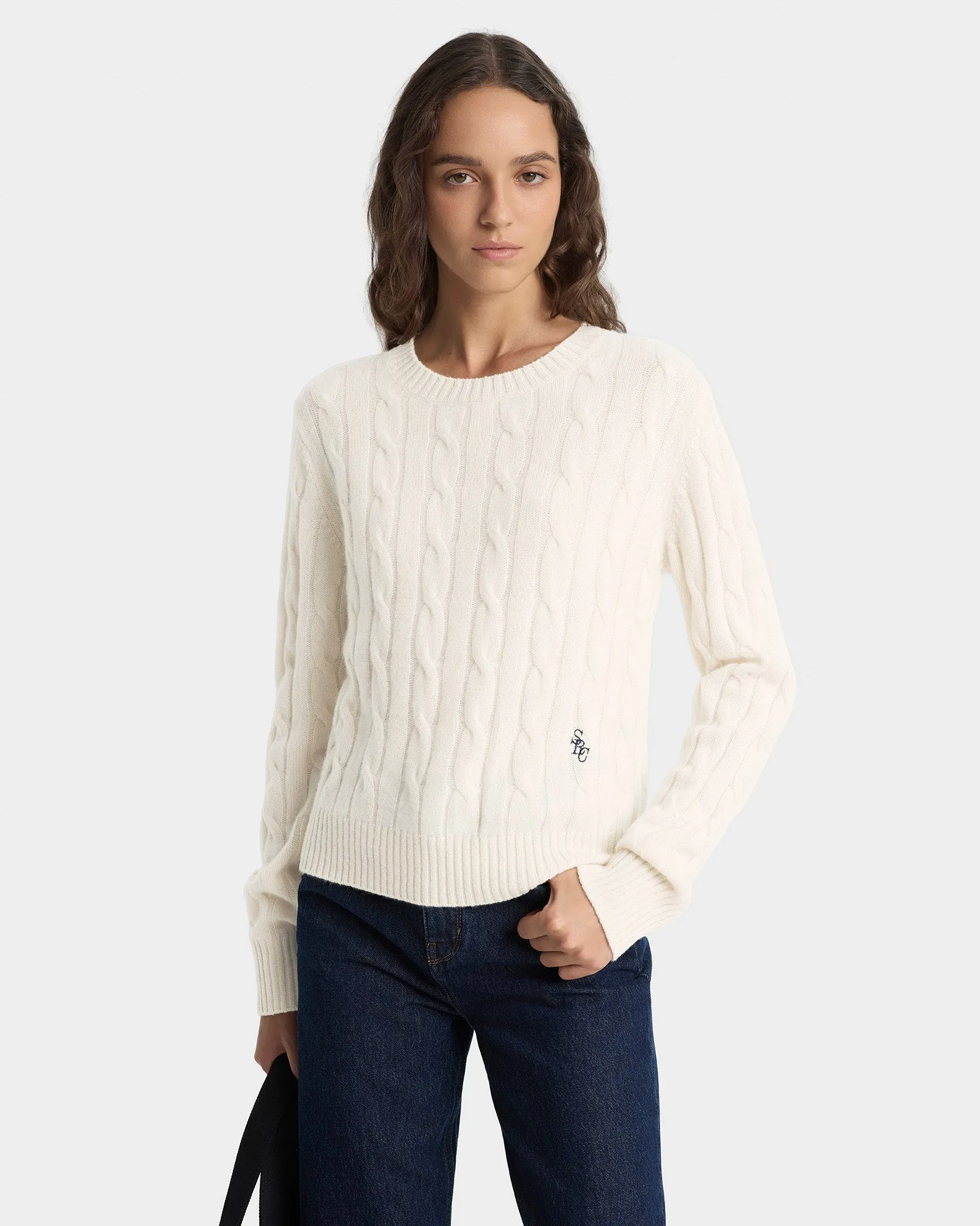 SRC Cableknit Cashmere Sweater - Ecru sold by Sporty and Rich product image thumbnail 3