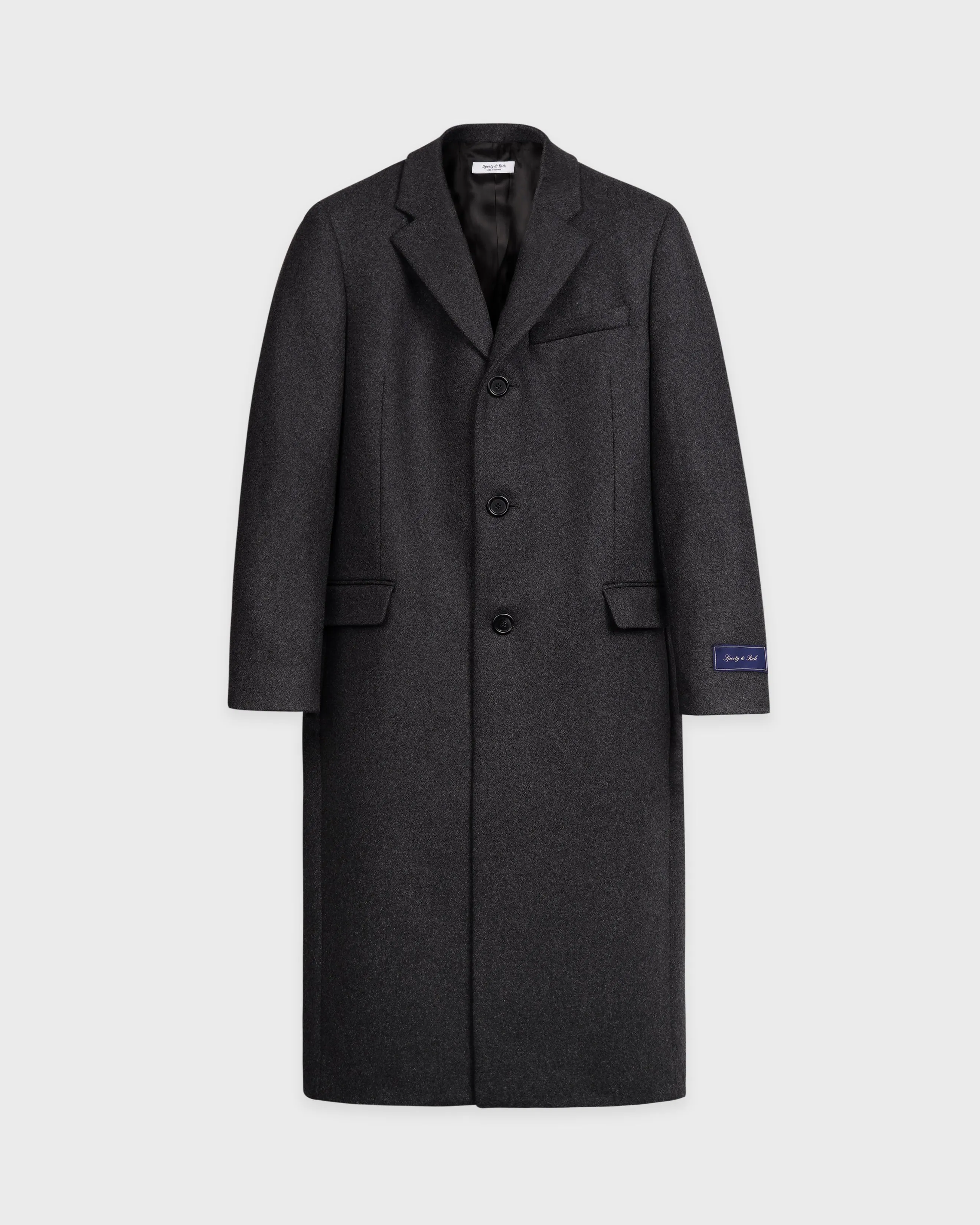 Signature Logo Structured Wool Coat - Dark Grey sold by Sporty and Rich
