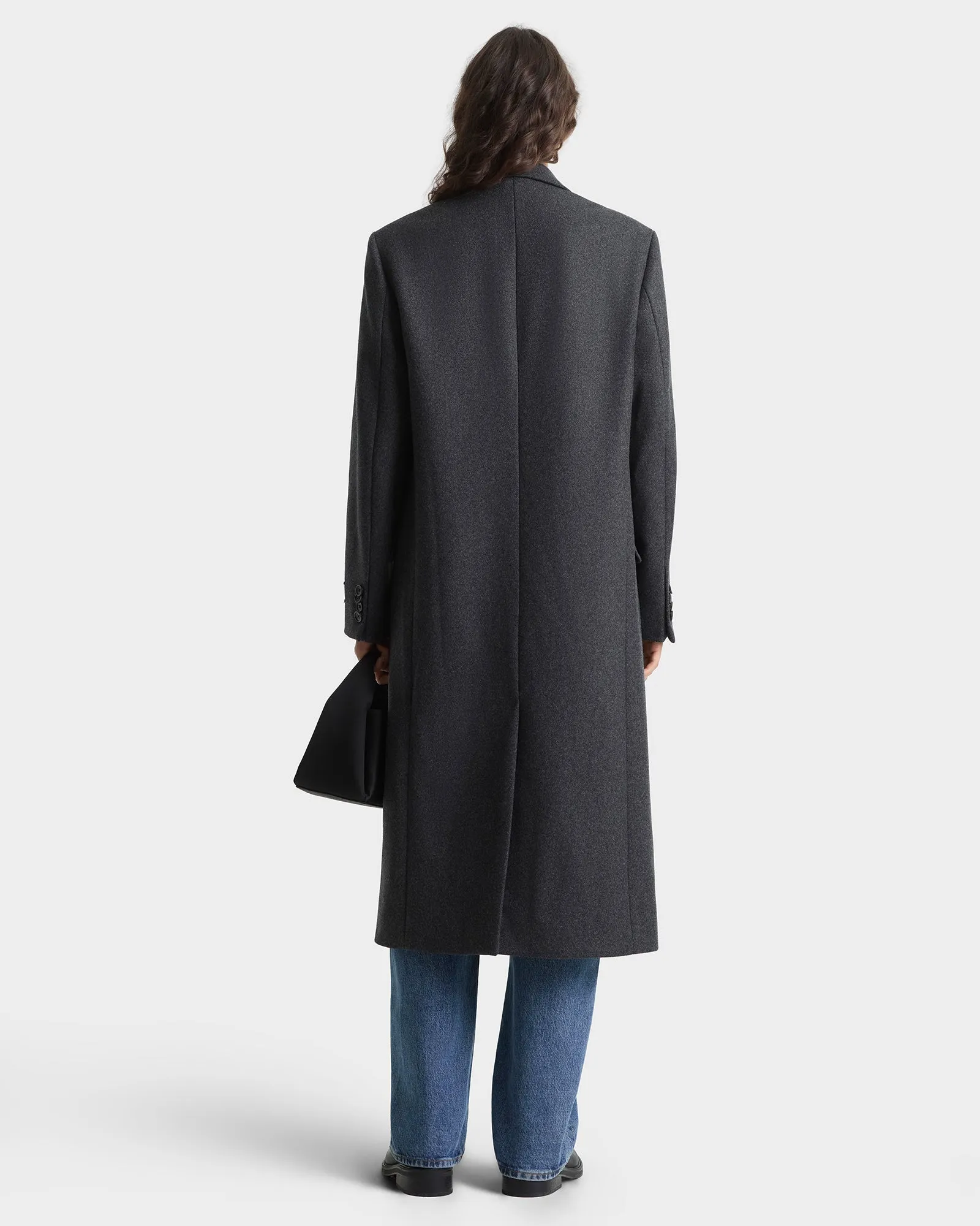 Signature Logo Structured Wool Coat - Dark Grey sold by Sporty and Rich product image thumbnail 4