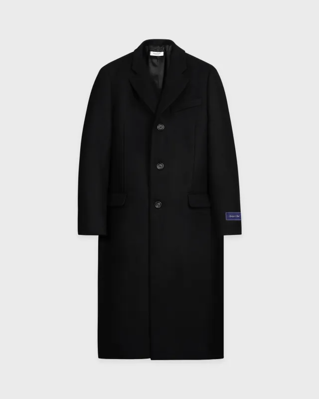 Signature Logo Structured Wool Coat - Black sold by Sporty and Rich