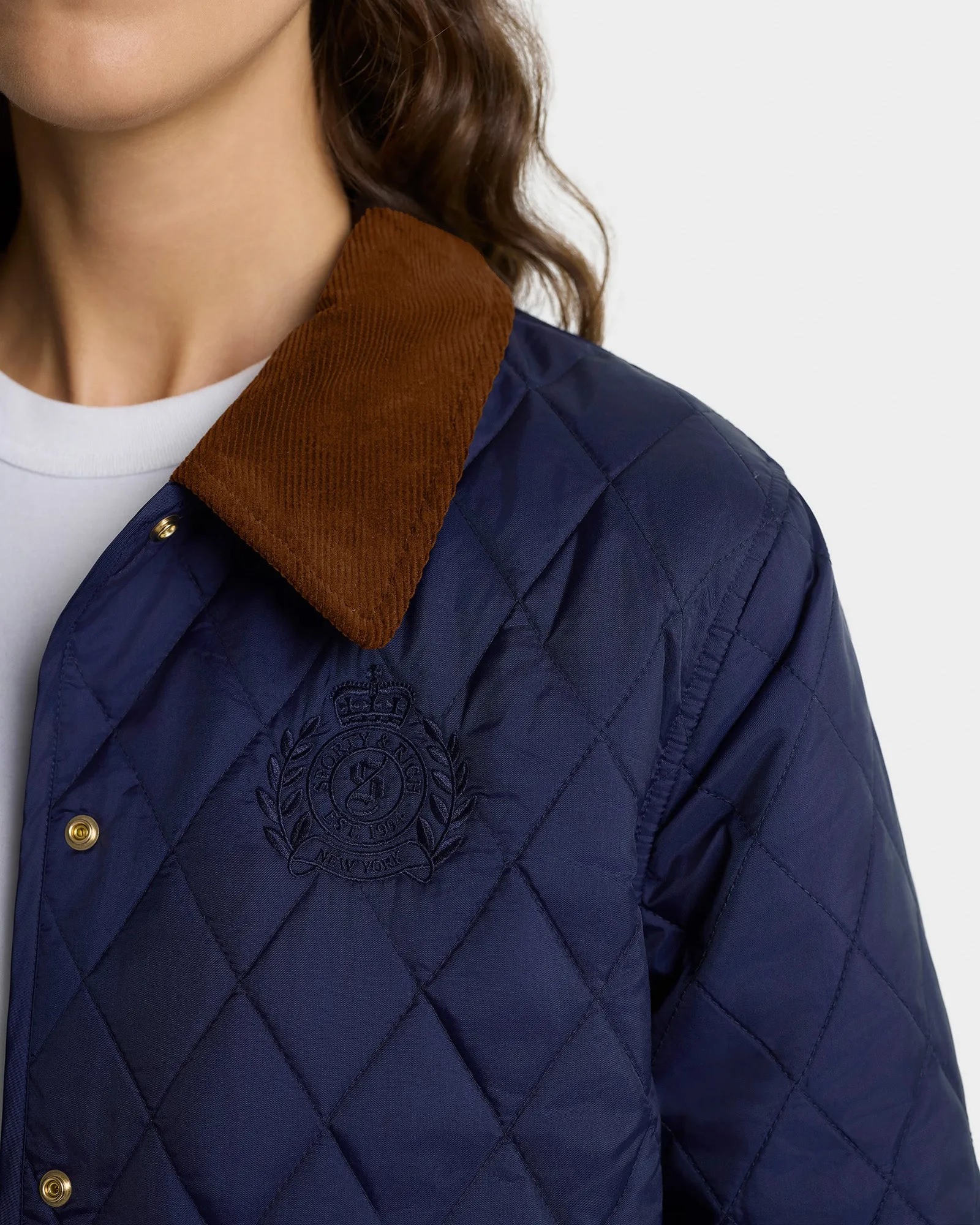 NY Crest Nylon Quilted Jacket - Navy/Tan sold by Sporty and Rich product image thumbnail 4