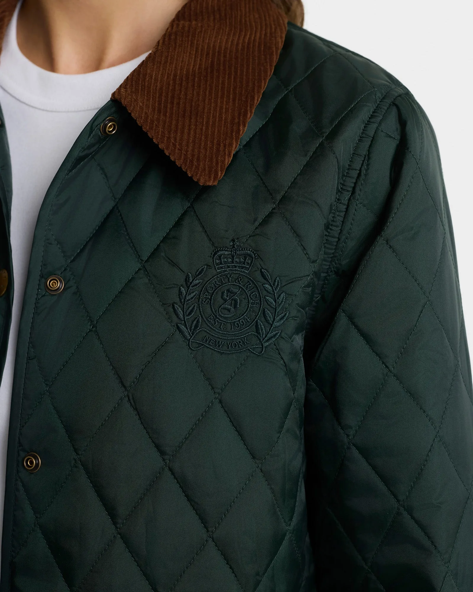 NY Crest Nylon Quilted Jacket - Forest/Tan sold by Sporty and Rich product image thumbnail 3