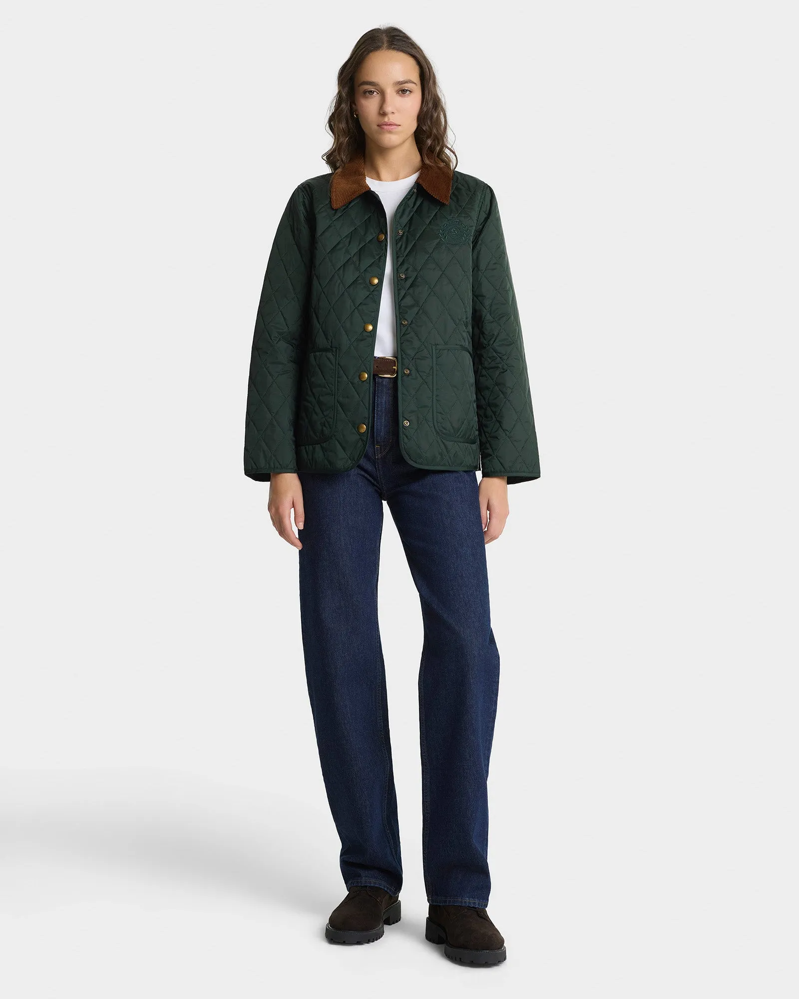 NY Crest Nylon Quilted Jacket - Forest/Tan sold by Sporty and Rich product image thumbnail 5