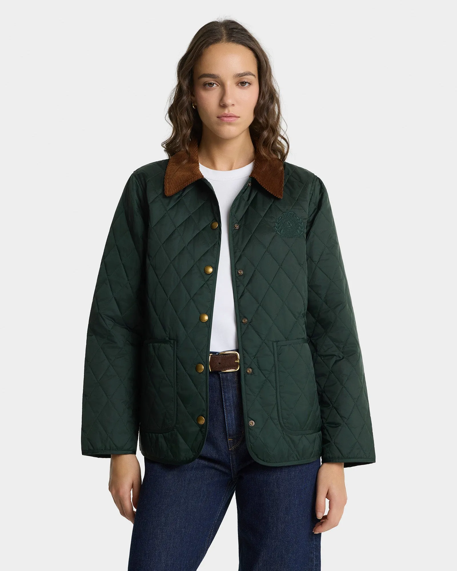 NY Crest Nylon Quilted Jacket - Forest/Tan sold by Sporty and Rich product image thumbnail 2