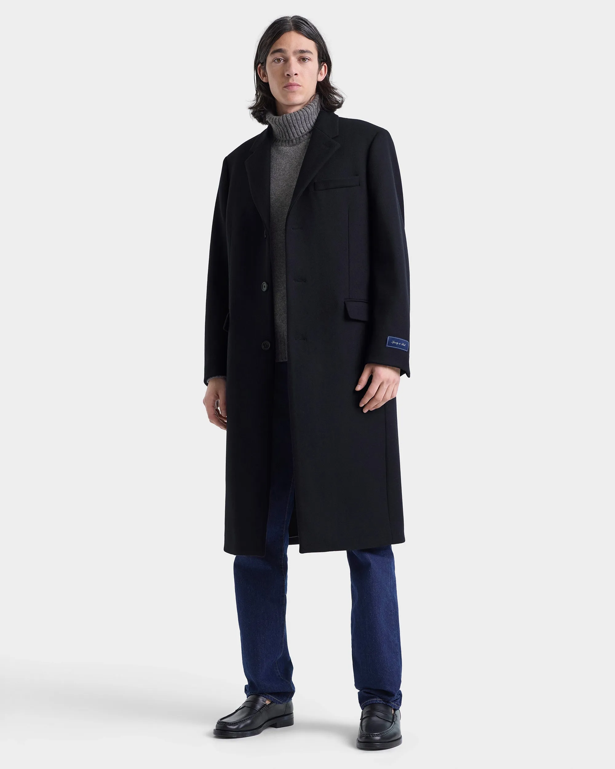 Signature Logo Wool Overcoat - Black sold by Sporty and Rich product image thumbnail 3