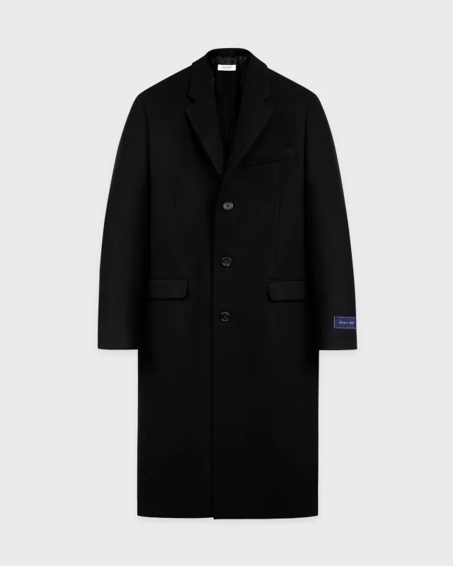 Signature Logo Wool Overcoat - Black made by Sporty and Rich