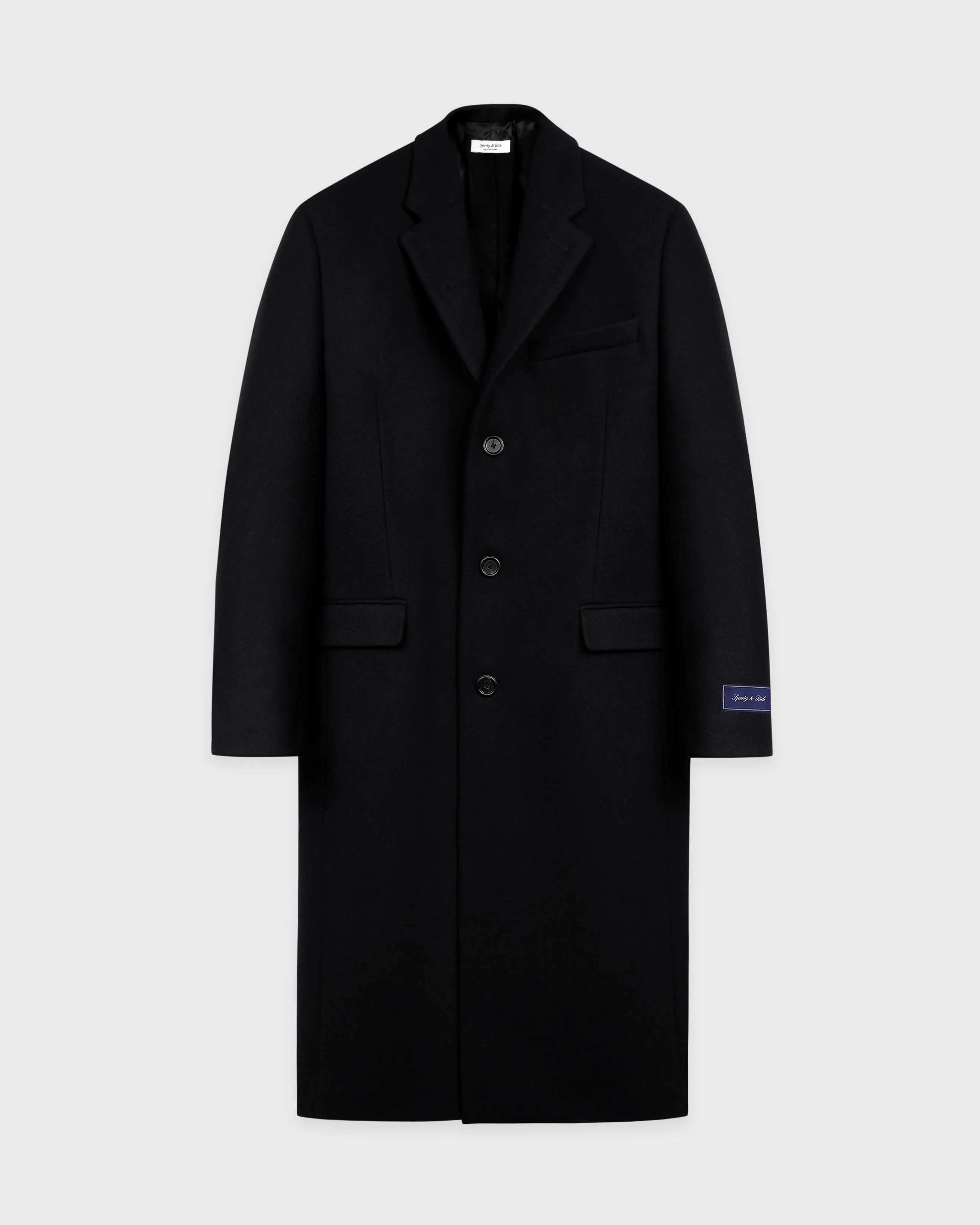 Signature Logo Wool Overcoat - Black sold by Sporty and Rich