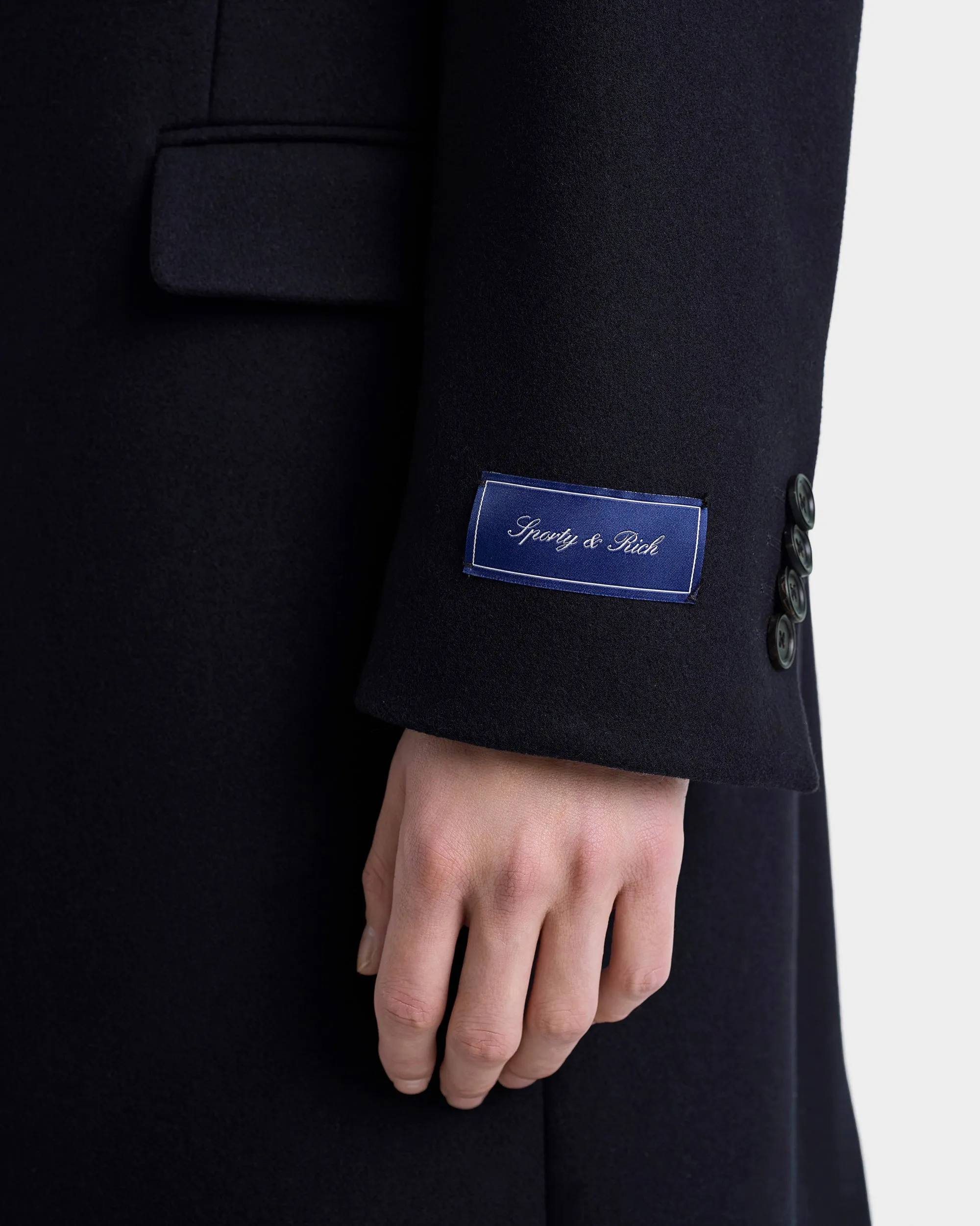 Signature Logo Wool Overcoat - Black sold by Sporty and Rich product image thumbnail 5