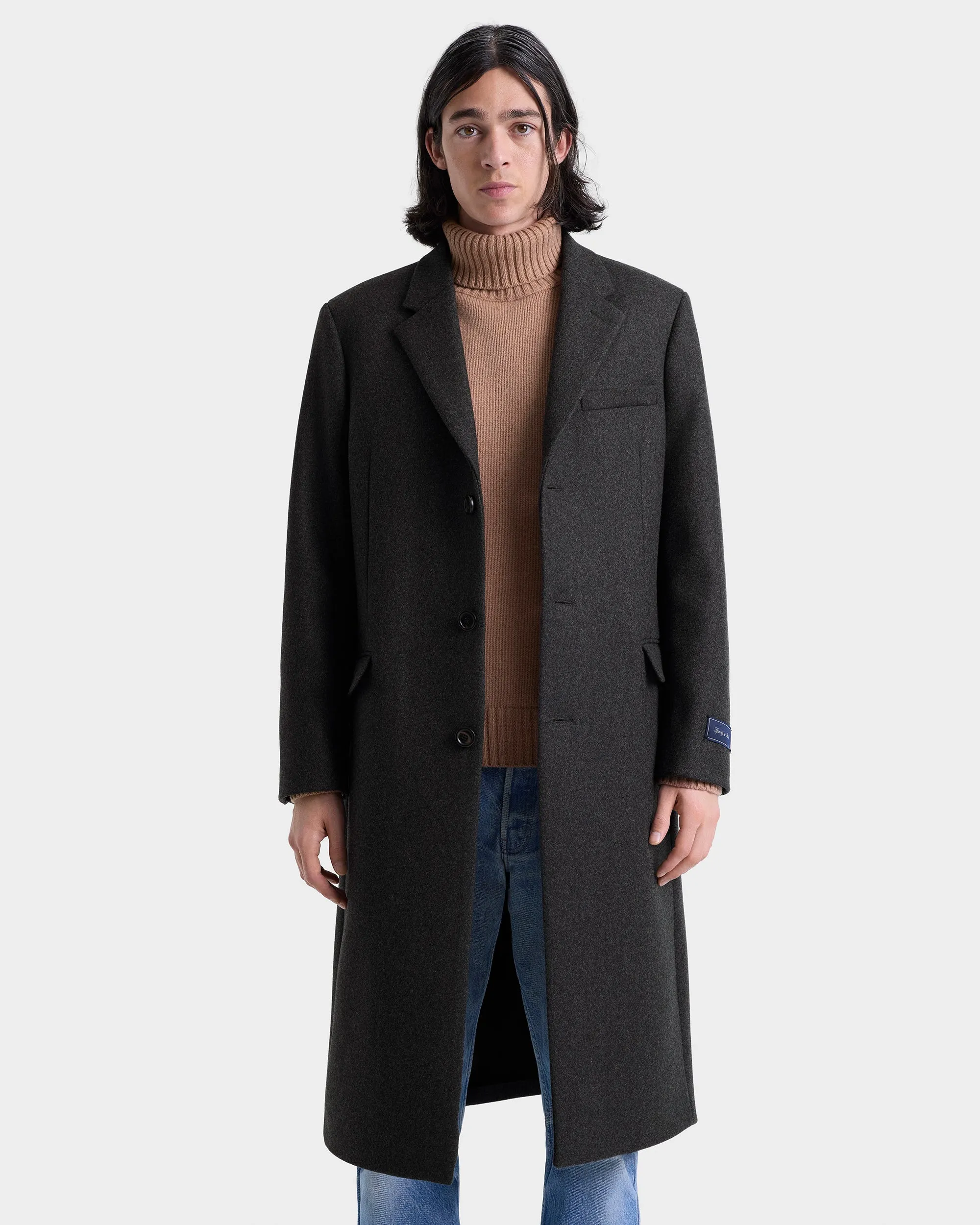Signature Logo Wool Overcoat Men - Dark Gray sold by Sporty and Rich product image thumbnail 3