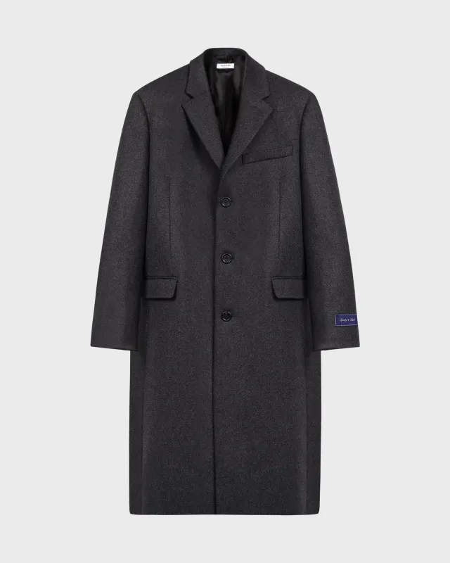 Signature Logo Wool Overcoat Men - Dark Gray made by Sporty and Rich
