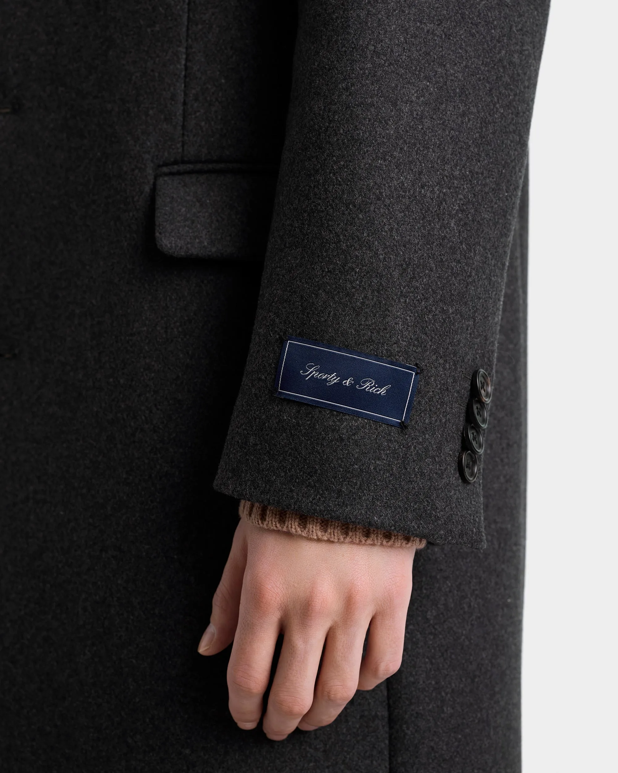 Signature Logo Wool Overcoat Men - Dark Gray sold by Sporty and Rich product image thumbnail 4
