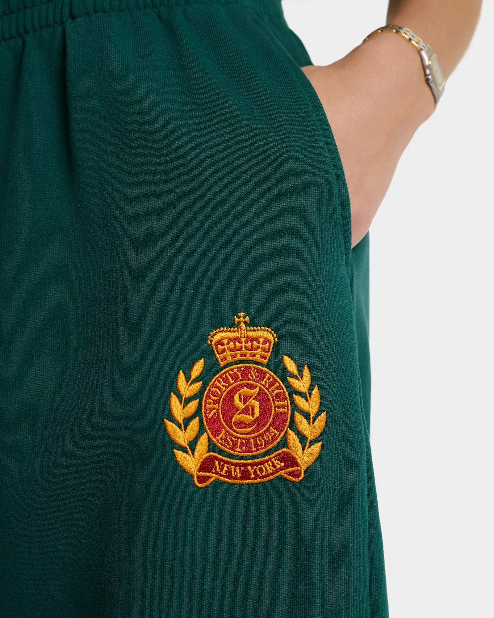 NY Crest Embroidered Wide Sweatpant - Forest sold by Sporty and Rich product image thumbnail 4