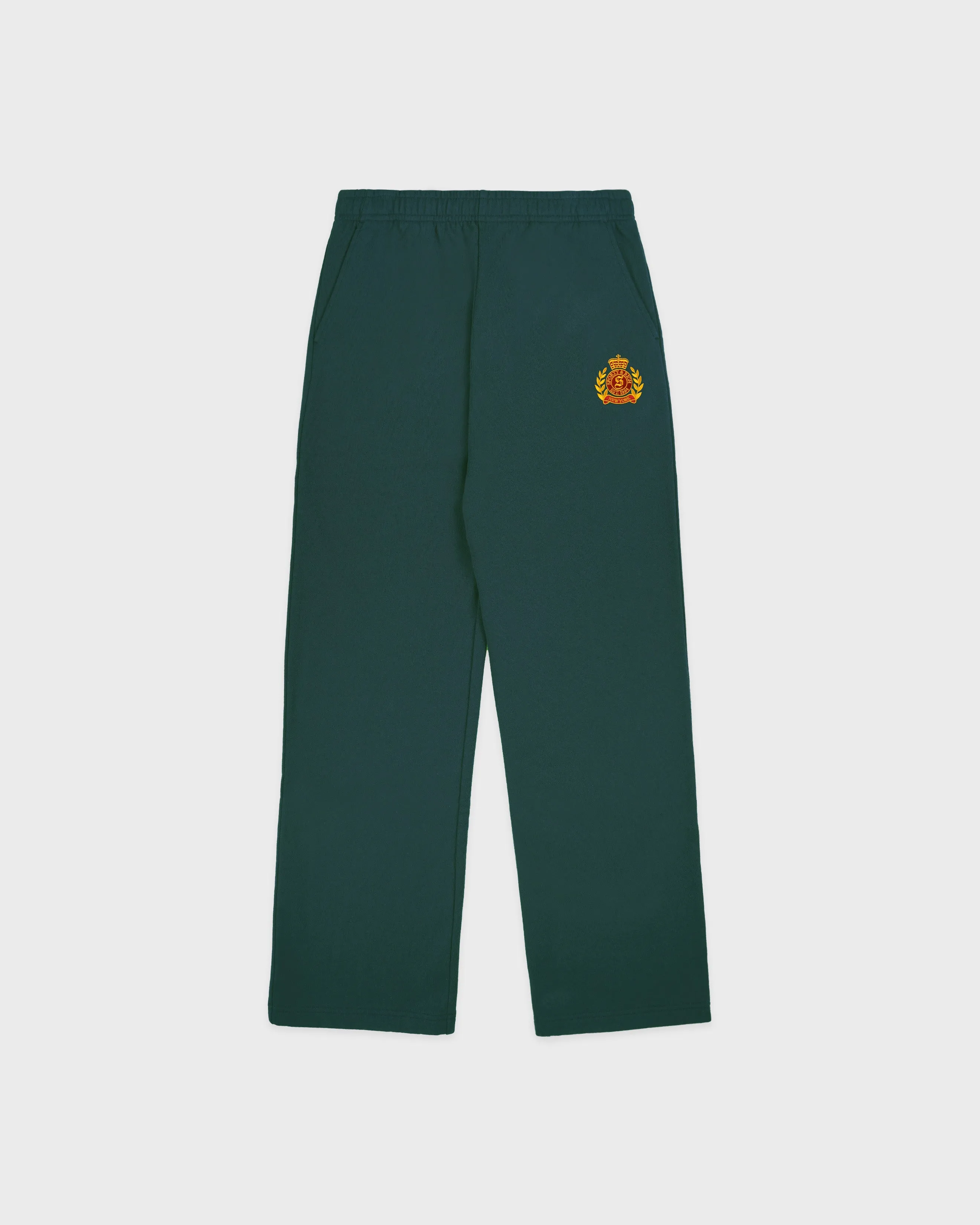 NY Crest Embroidered Wide Sweatpant - Forest sold by Sporty and Rich