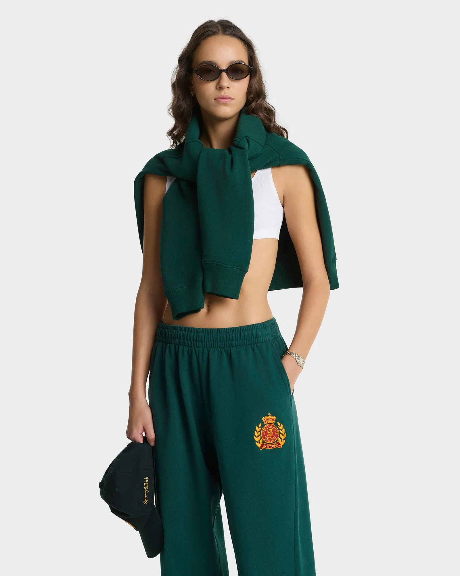 NY Crest Embroidered Wide Sweatpant - Forest sold by Sporty and Rich product image thumbnail 5