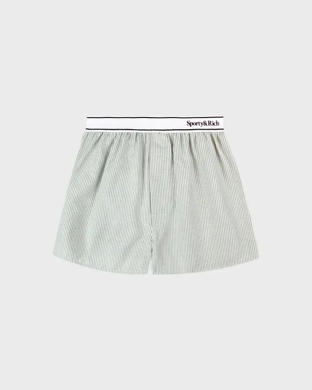 Serif Logo Oxford Boxer - Forest striped sold by Sporty and Rich