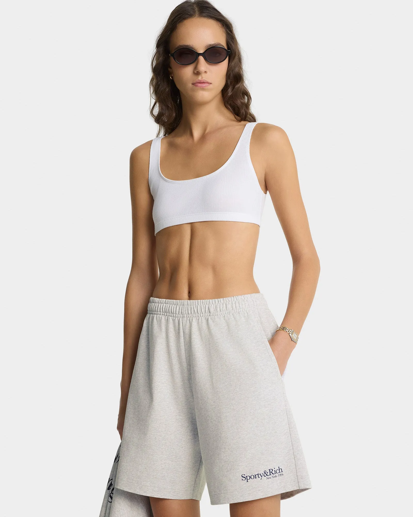 Run Club Gym Short - Heather Gray/Navy sold by Sporty and Rich product image thumbnail 2