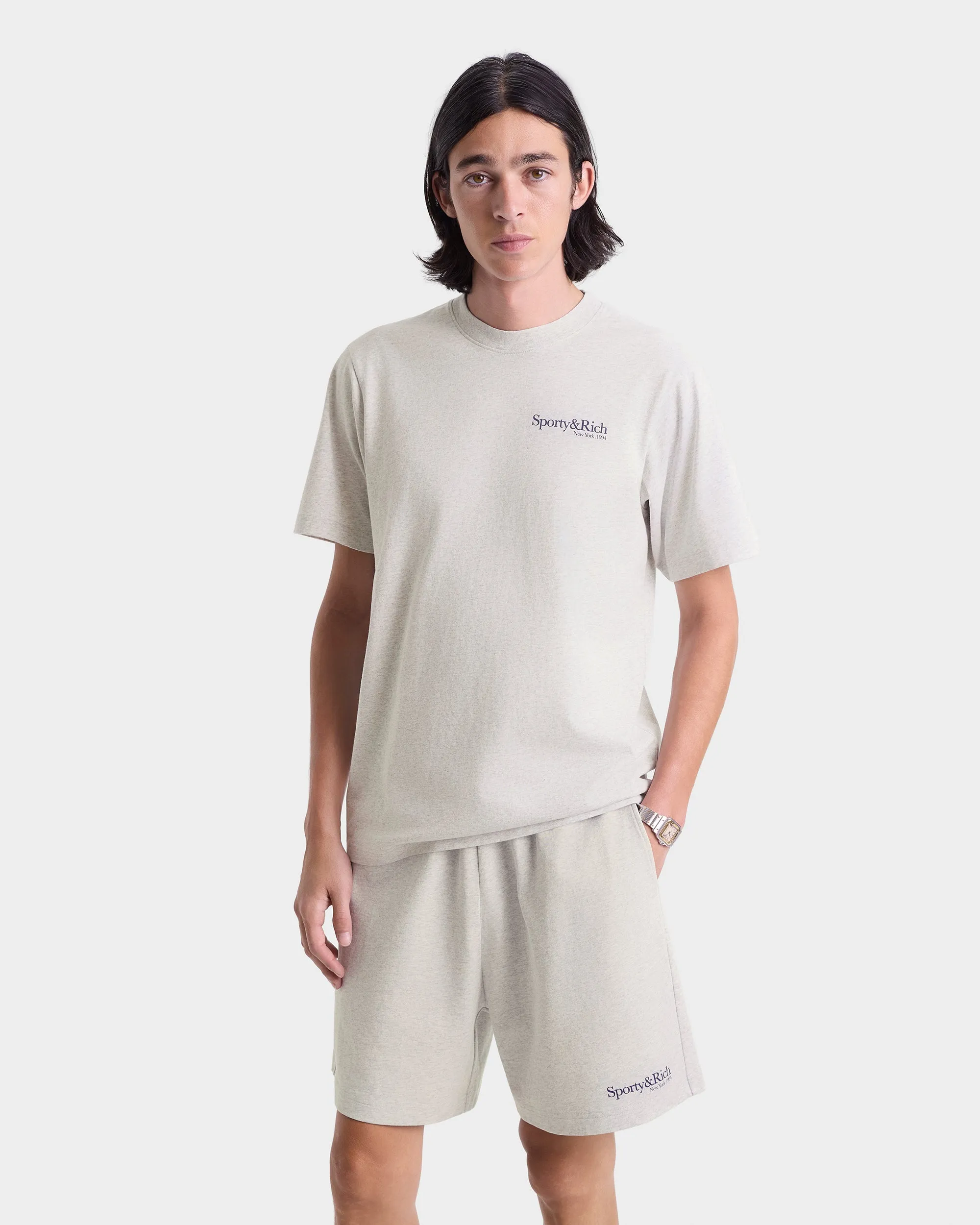 Run Club Gym Short - Heather Gray/Navy sold by Sporty and Rich product image thumbnail 5