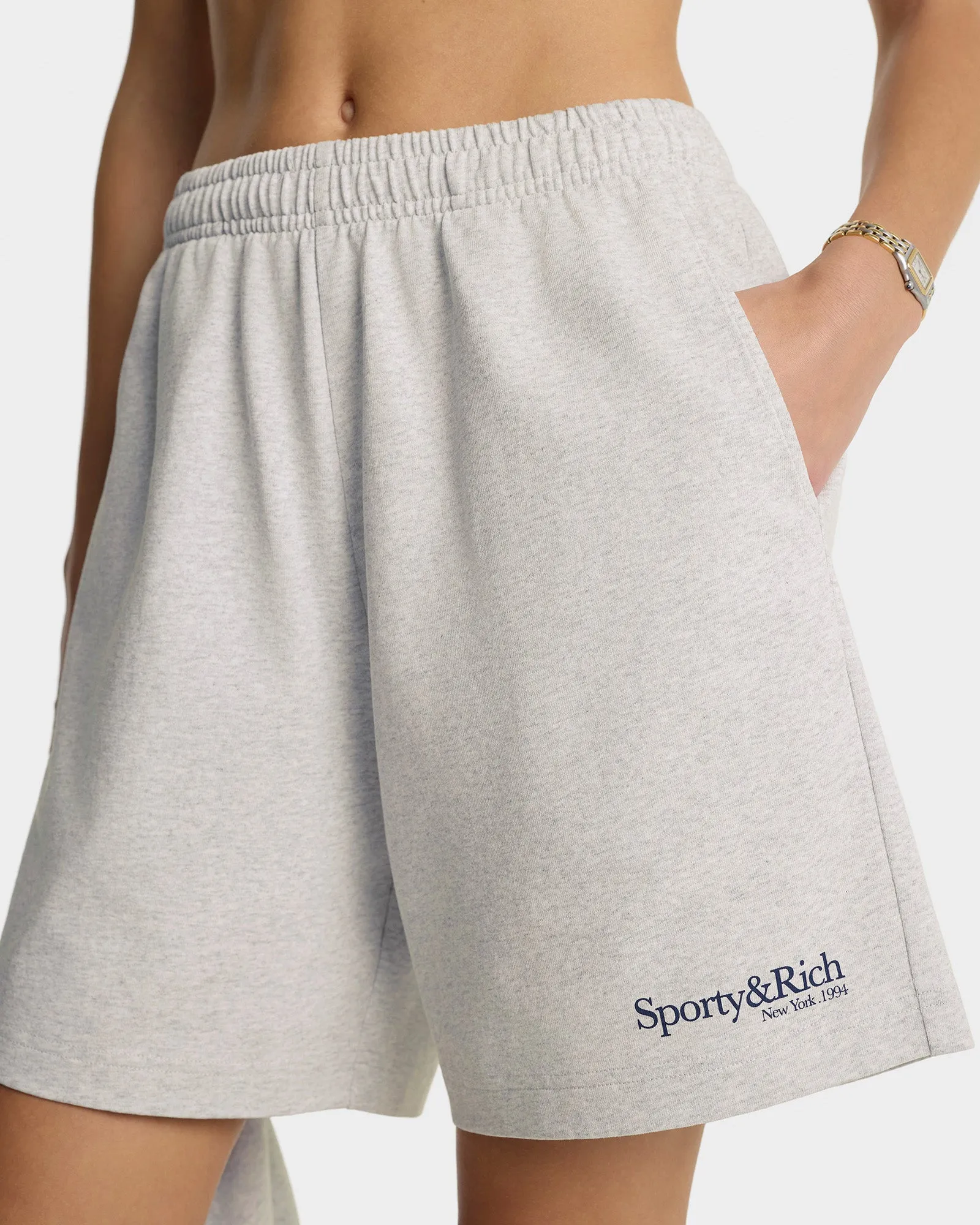 Run Club Gym Short - Heather Gray/Navy sold by Sporty and Rich product image thumbnail 3