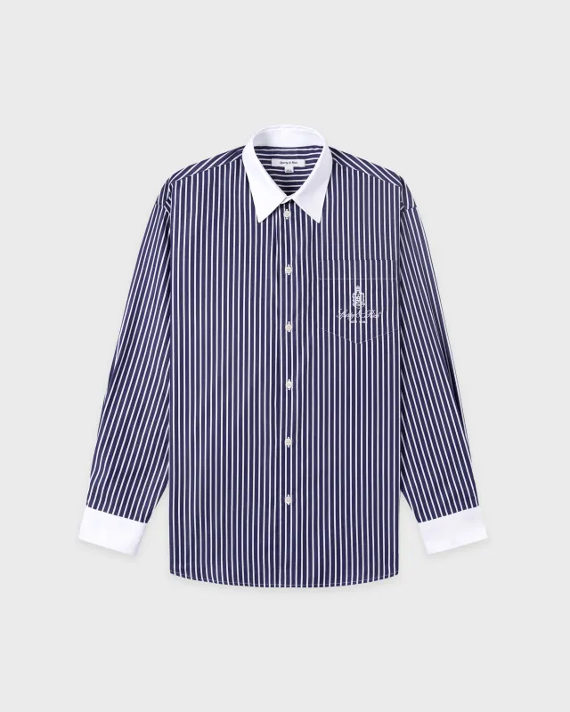 Vendome Oversized Shirt - Blue Striped sold by Sporty and Rich