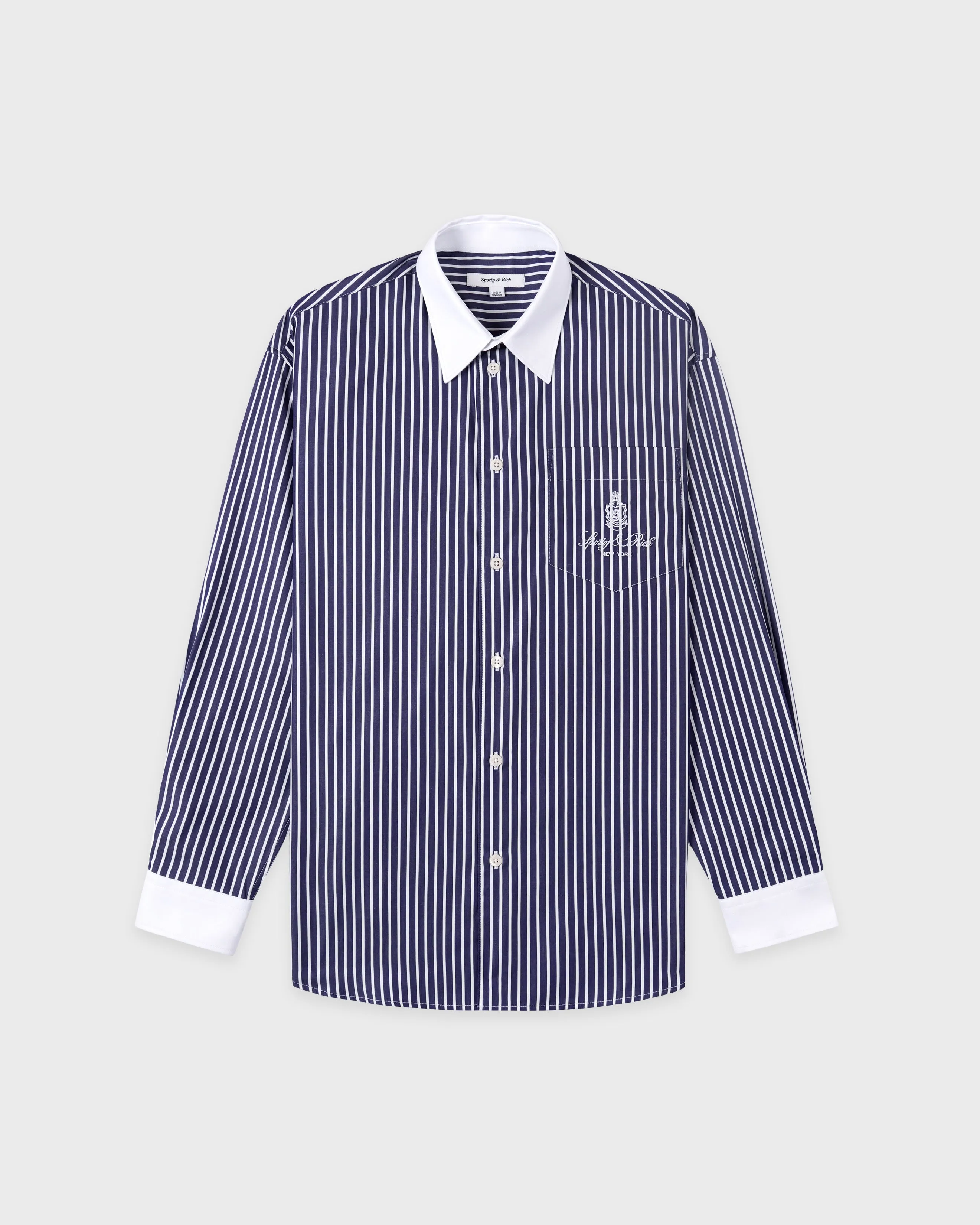 Vendome Oversized Shirt - Blue Striped sold by Sporty and Rich