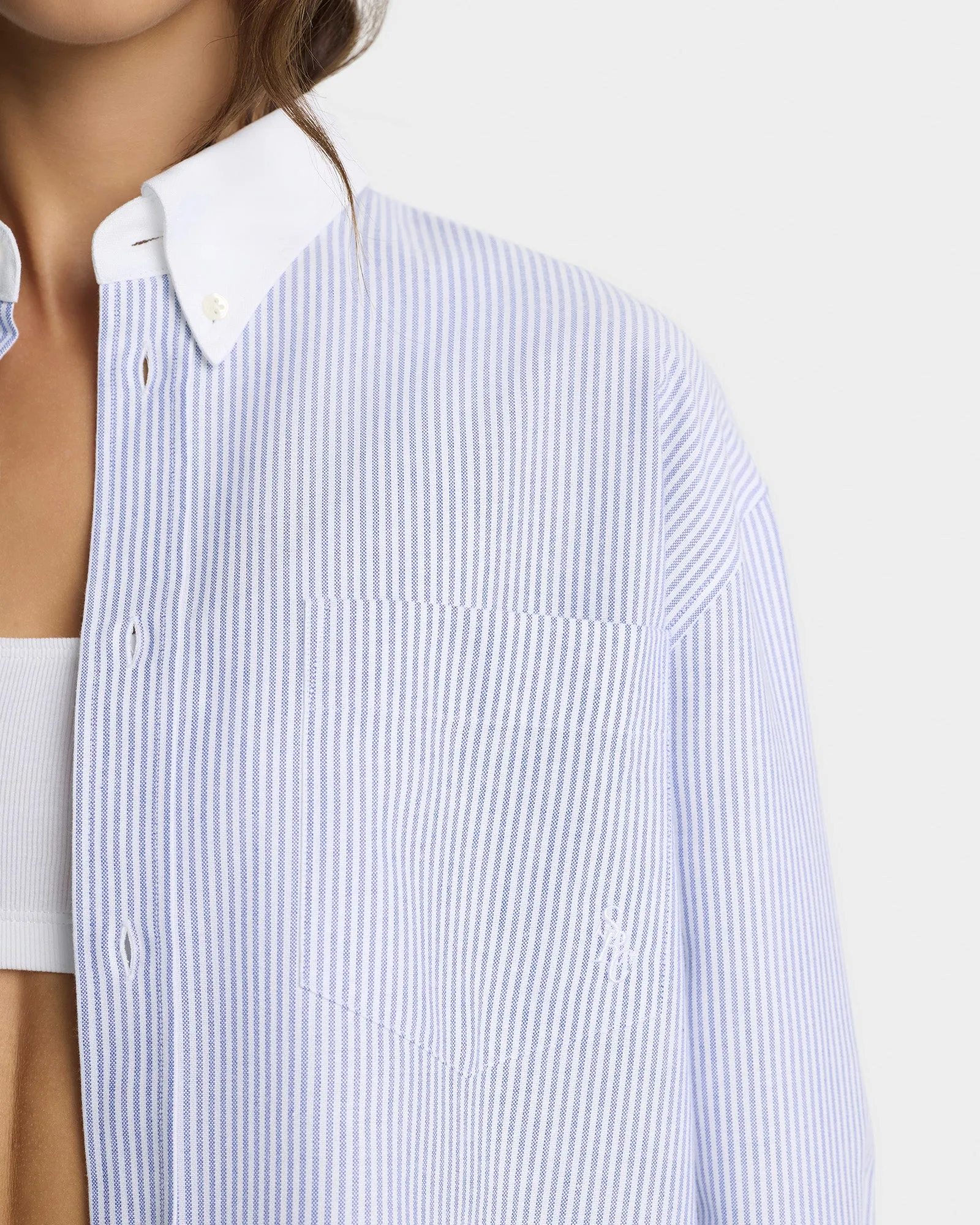 SRC Oversized Oxford Shirt - Navy Stripe sold by Sporty and Rich product image thumbnail 3