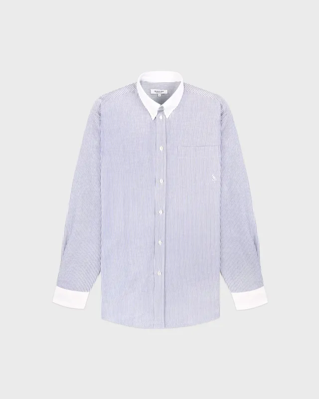 SRC Oversized Oxford Shirt - Navy Stripe sold by Sporty and Rich