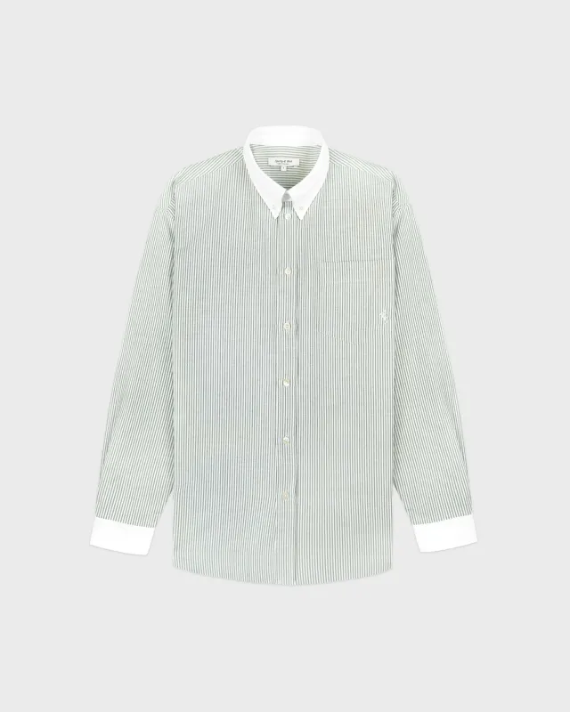 SRC Oversized Oxford Shirt - Forest striped sold by Sporty and Rich