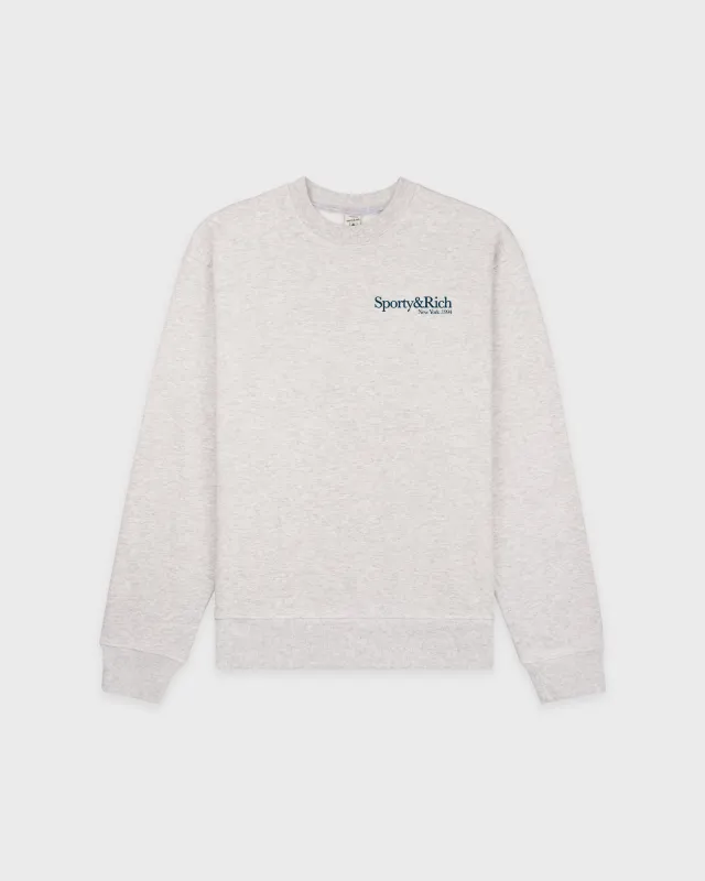 Run Club Crewneck - Heather Gray/Navy sold by Sporty and Rich