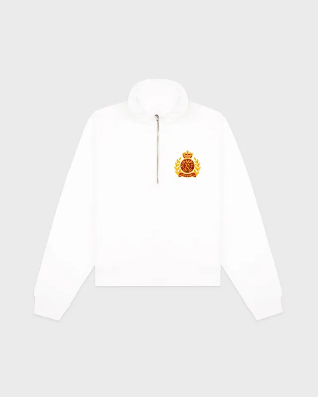 NY Crest Embroidered Quarter Zip - White sold by Sporty and Rich