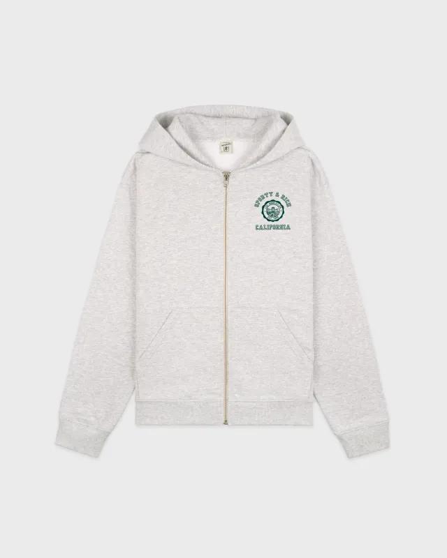 California Emblem Zip Hoodie - Heather Gray/Forest sold by Sporty and Rich