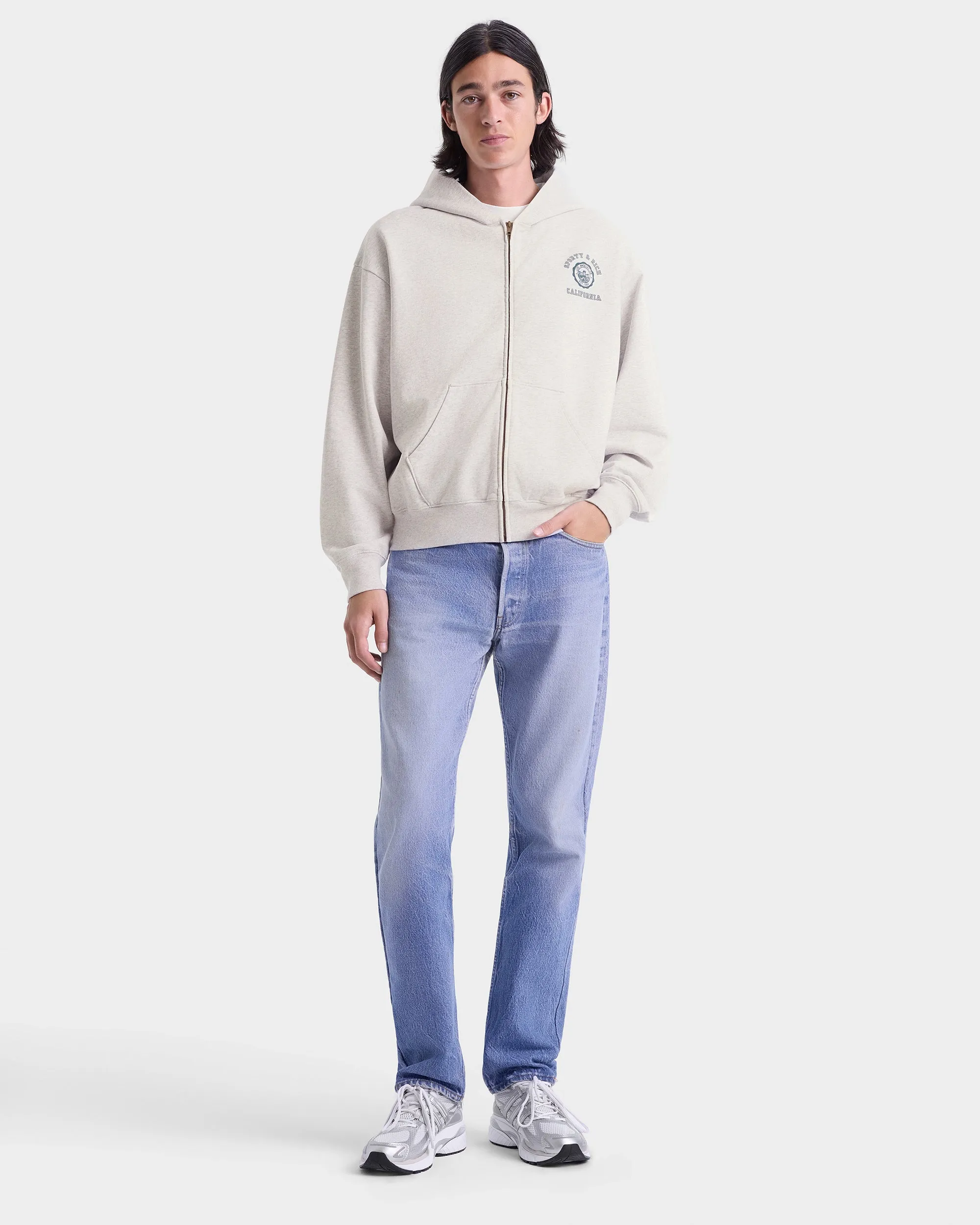 California Emblem Zip Hoodie - Heather Gray/Forest sold by Sporty and Rich product image thumbnail 5