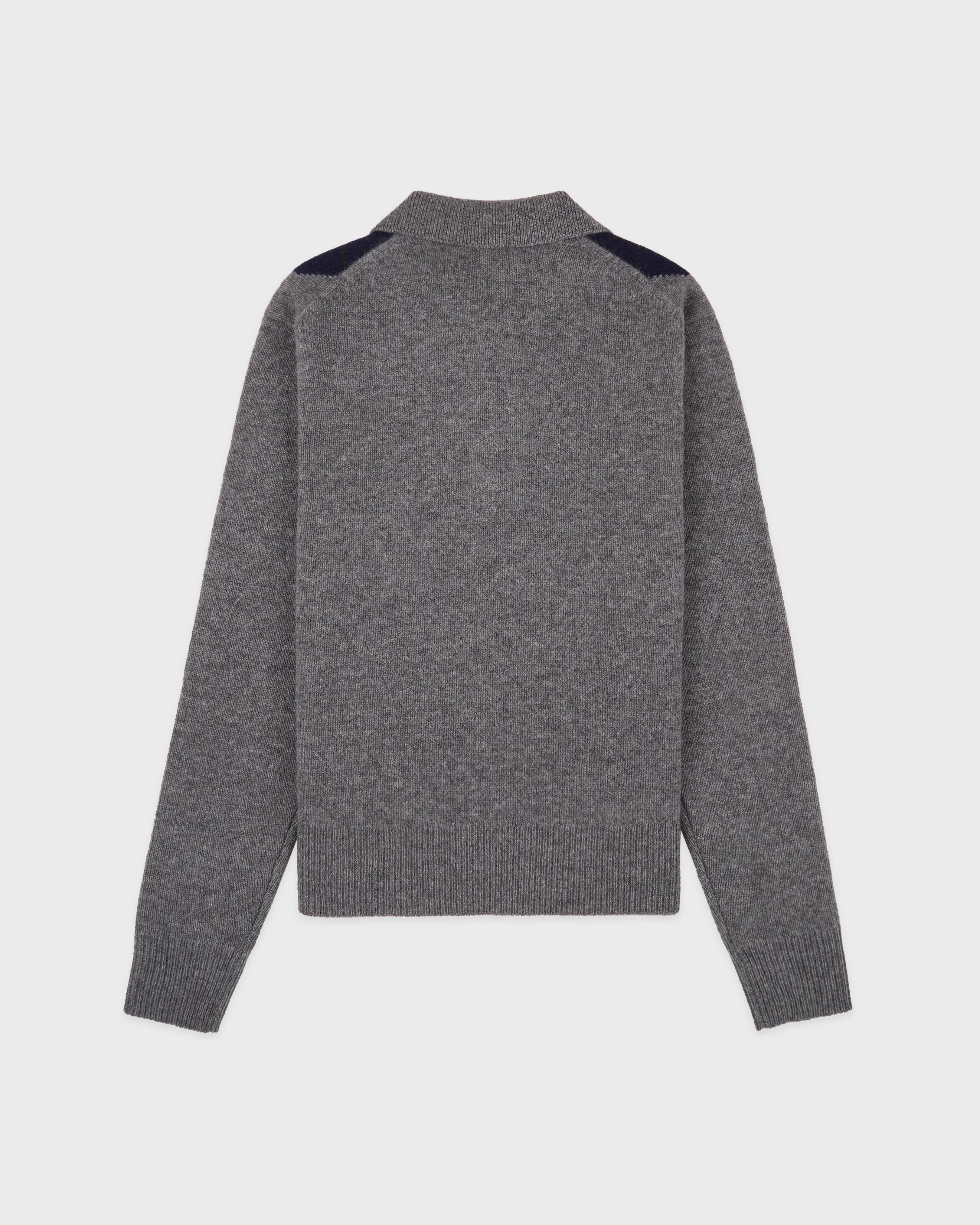 Serif Logo Argyle Cashmere Polo - Gray/Navy/Ecru sold by Sporty and Rich product image thumbnail 2