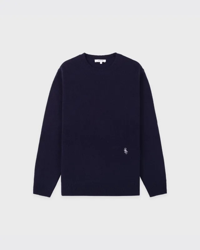 SRC Cashmere Sweater Men - Navy/White made by Sporty and Rich