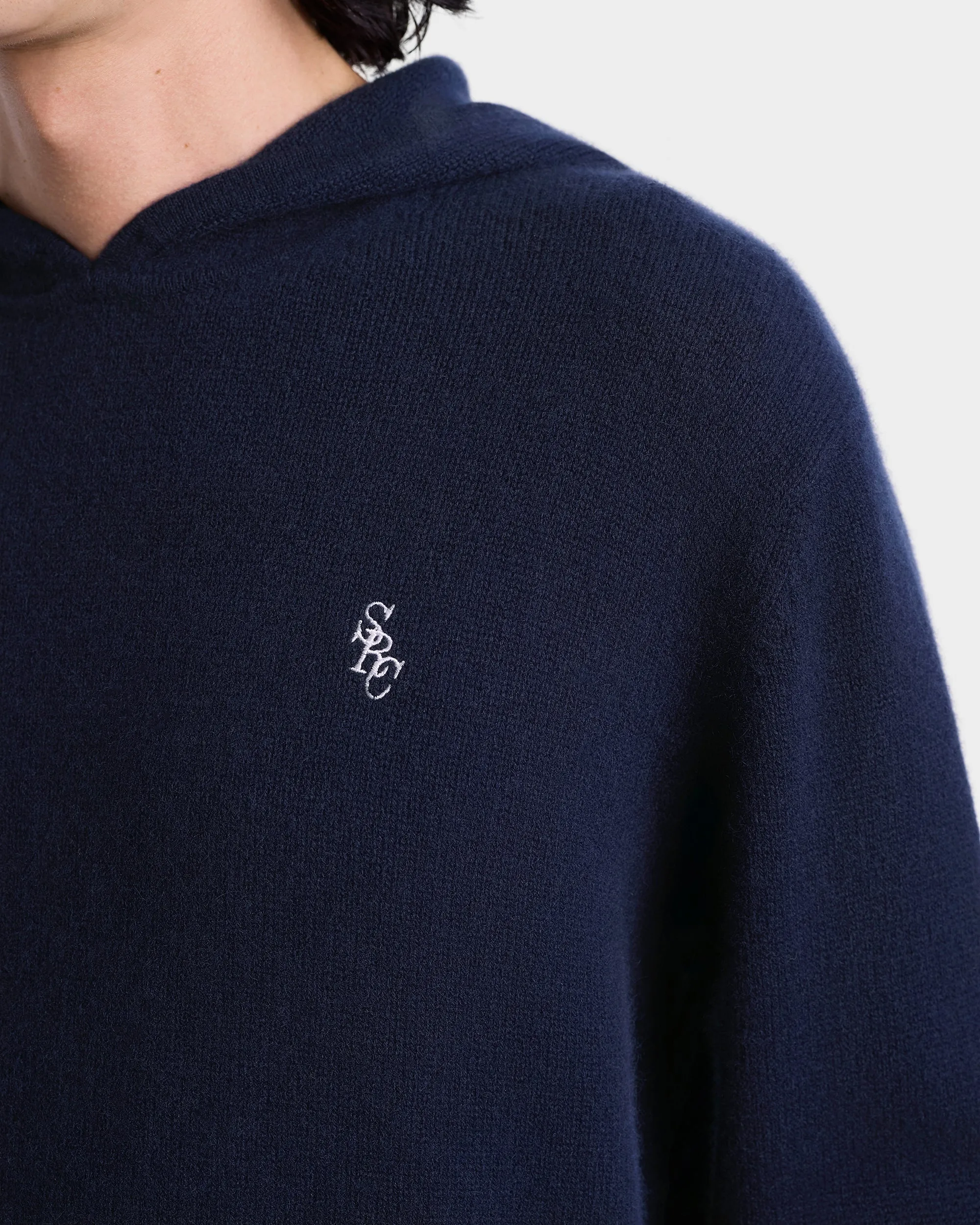 SRC Cashmere Hoodie Men - Navy/White sold by Sporty and Rich product image thumbnail 3