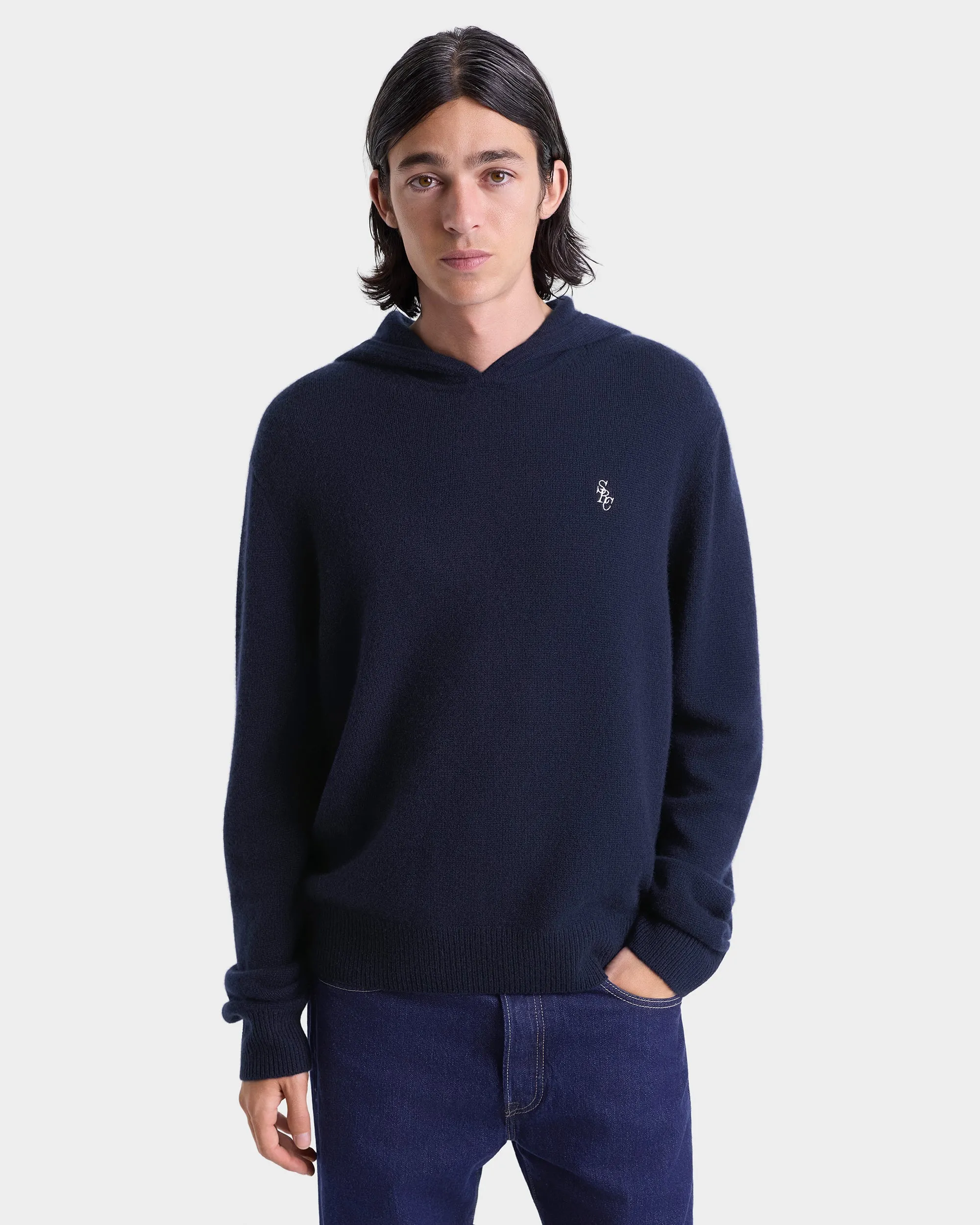 SRC Cashmere Hoodie Men - Navy/White sold by Sporty and Rich product image thumbnail 2