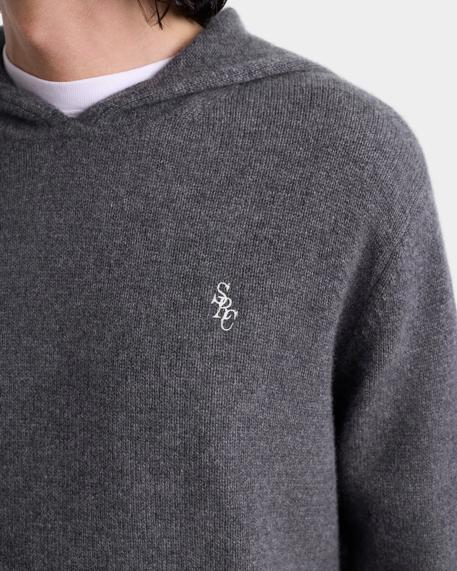 SRC Cashmere Hoodie Men - Light Grey/White sold by Sporty and Rich product image thumbnail 5