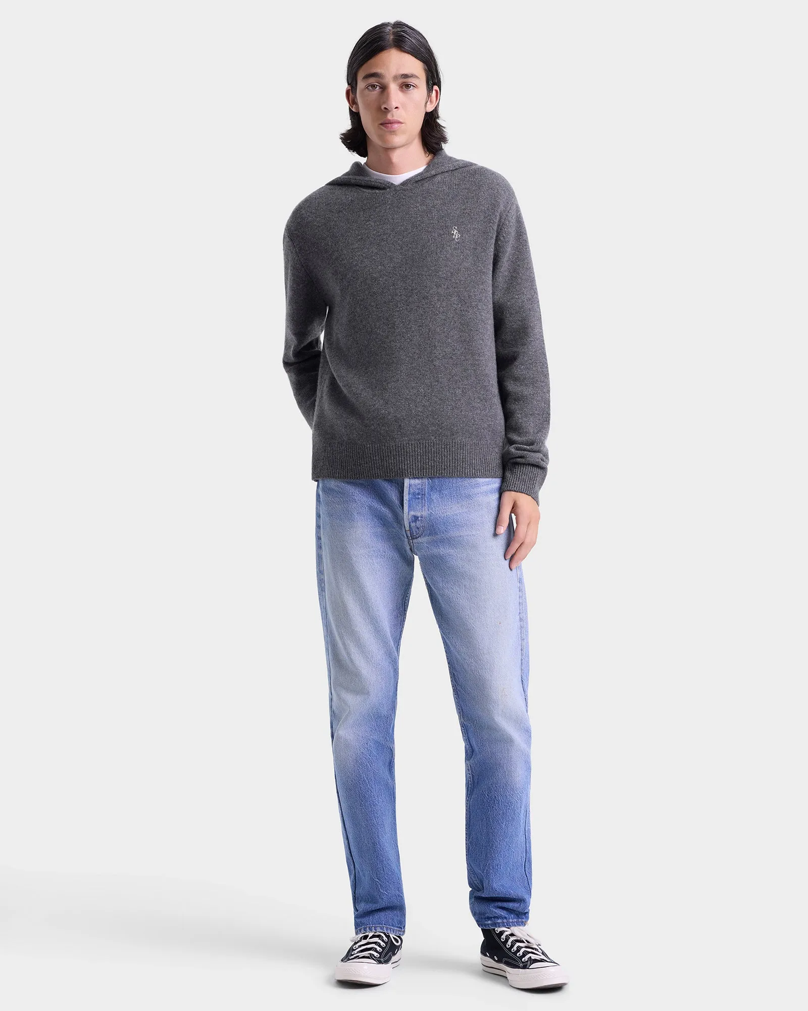 SRC Cashmere Hoodie Men - Light Grey/White sold by Sporty and Rich product image thumbnail 3