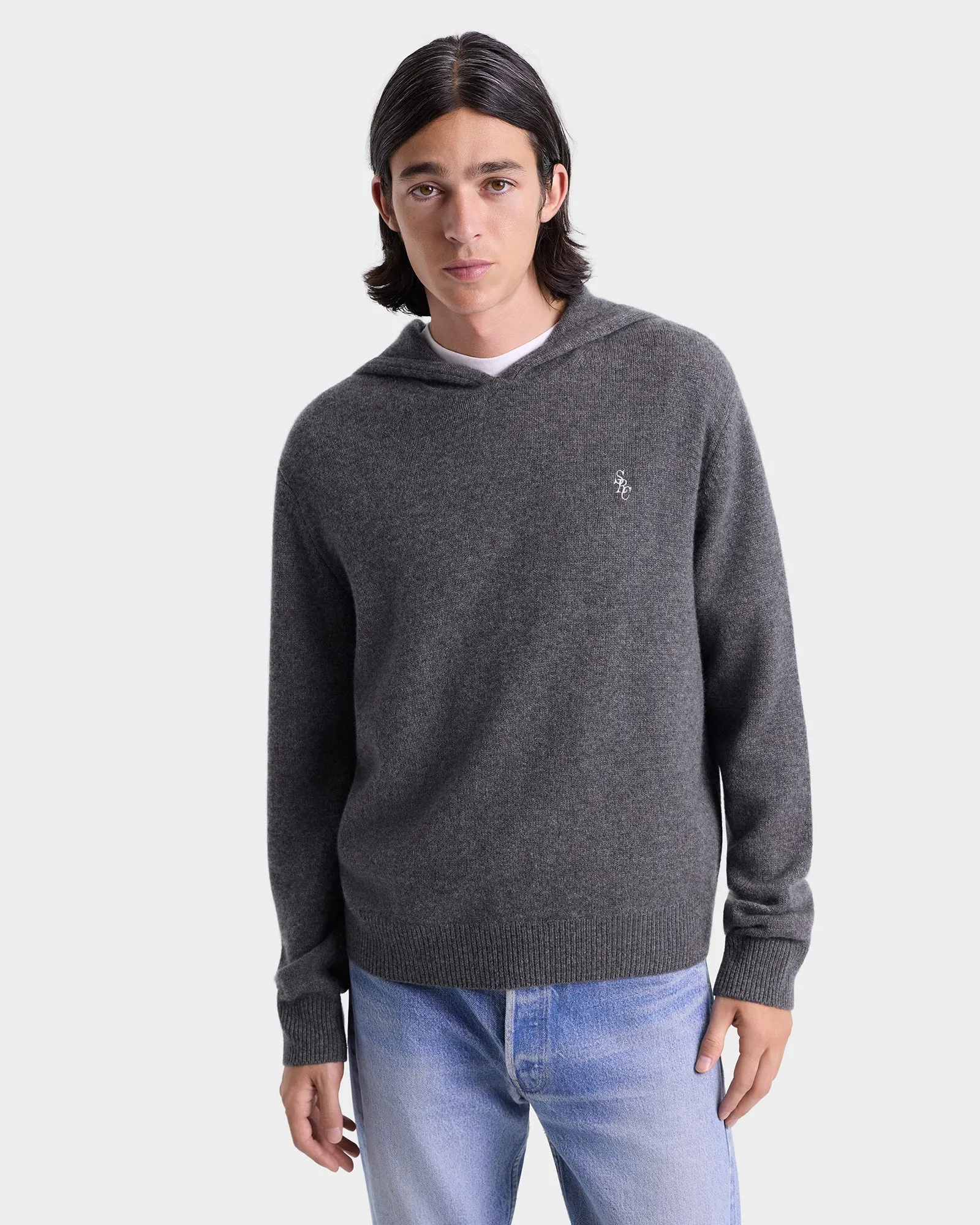 SRC Cashmere Hoodie Men - Light Grey/White sold by Sporty and Rich product image thumbnail 4