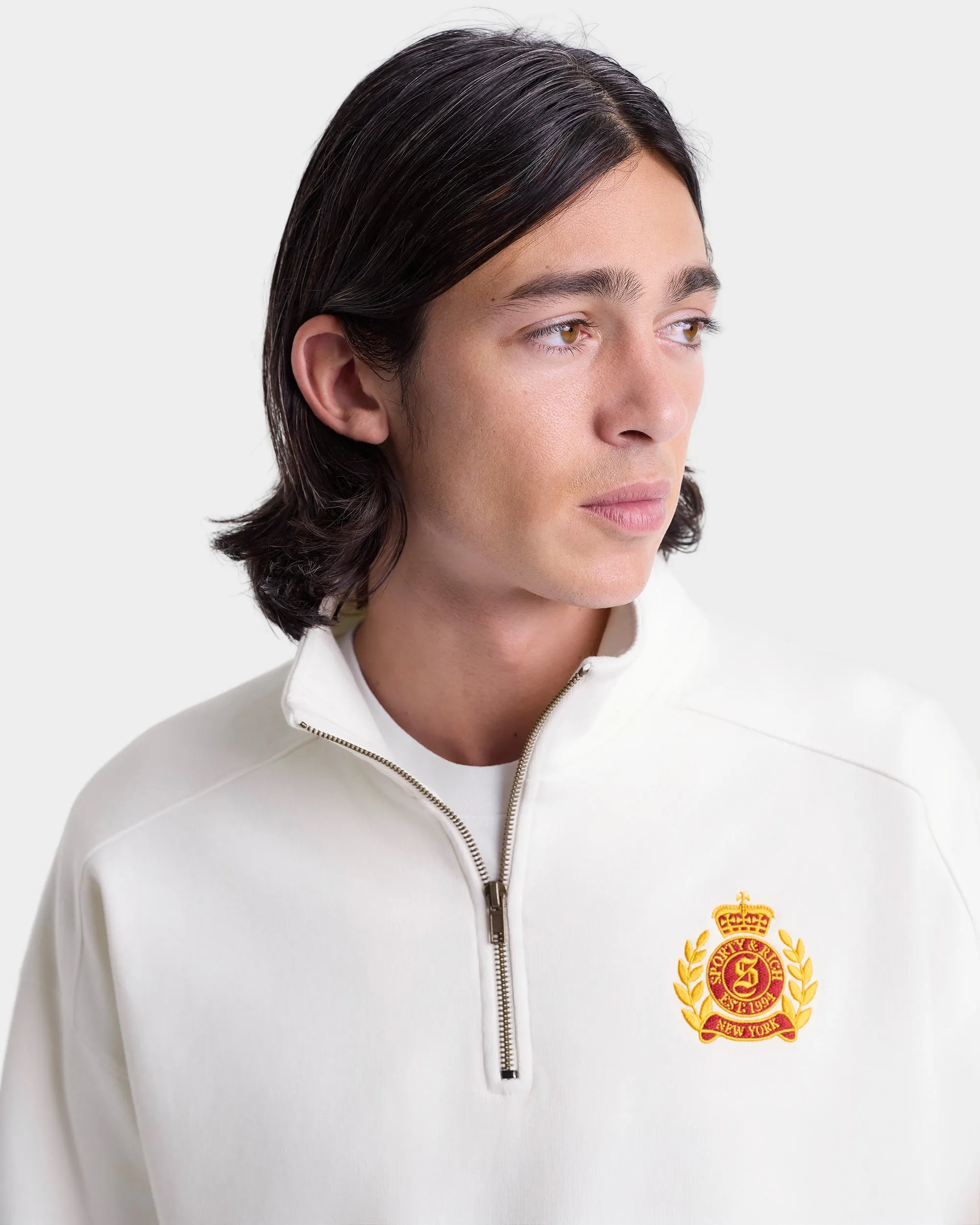 NY Crest Embroidered Quarter zip Men - White sold by Sporty and Rich product image thumbnail 4