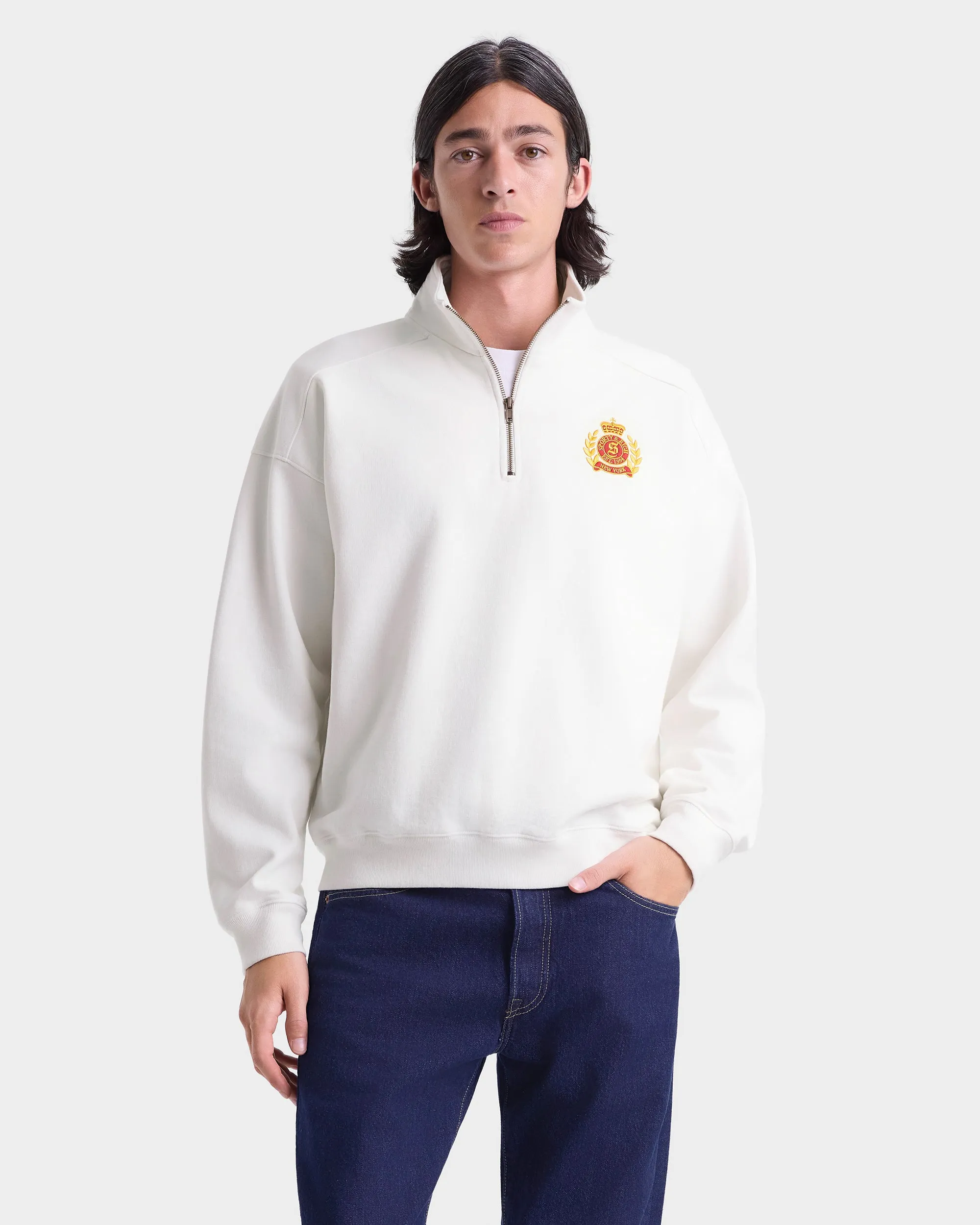 NY Crest Embroidered Quarter zip Men - White sold by Sporty and Rich product image thumbnail 2