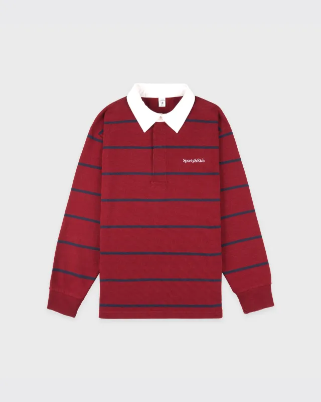 Serif Logo Rugby Polo Men - Merlot/White/Dark Navy sold by Sporty and Rich