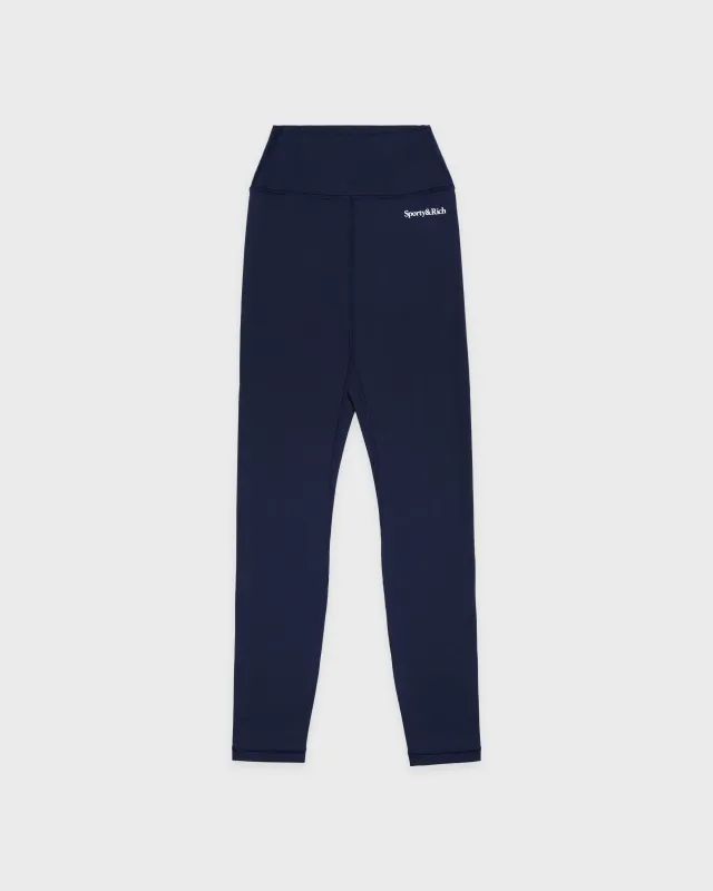 Serif Logo Legging - Navy/White sold by Sporty and Rich