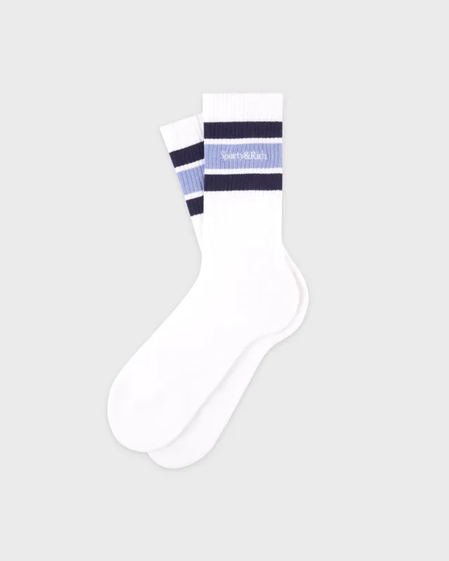 Serif Logo Socks - White/Navy/Colony sold by Sporty and Rich